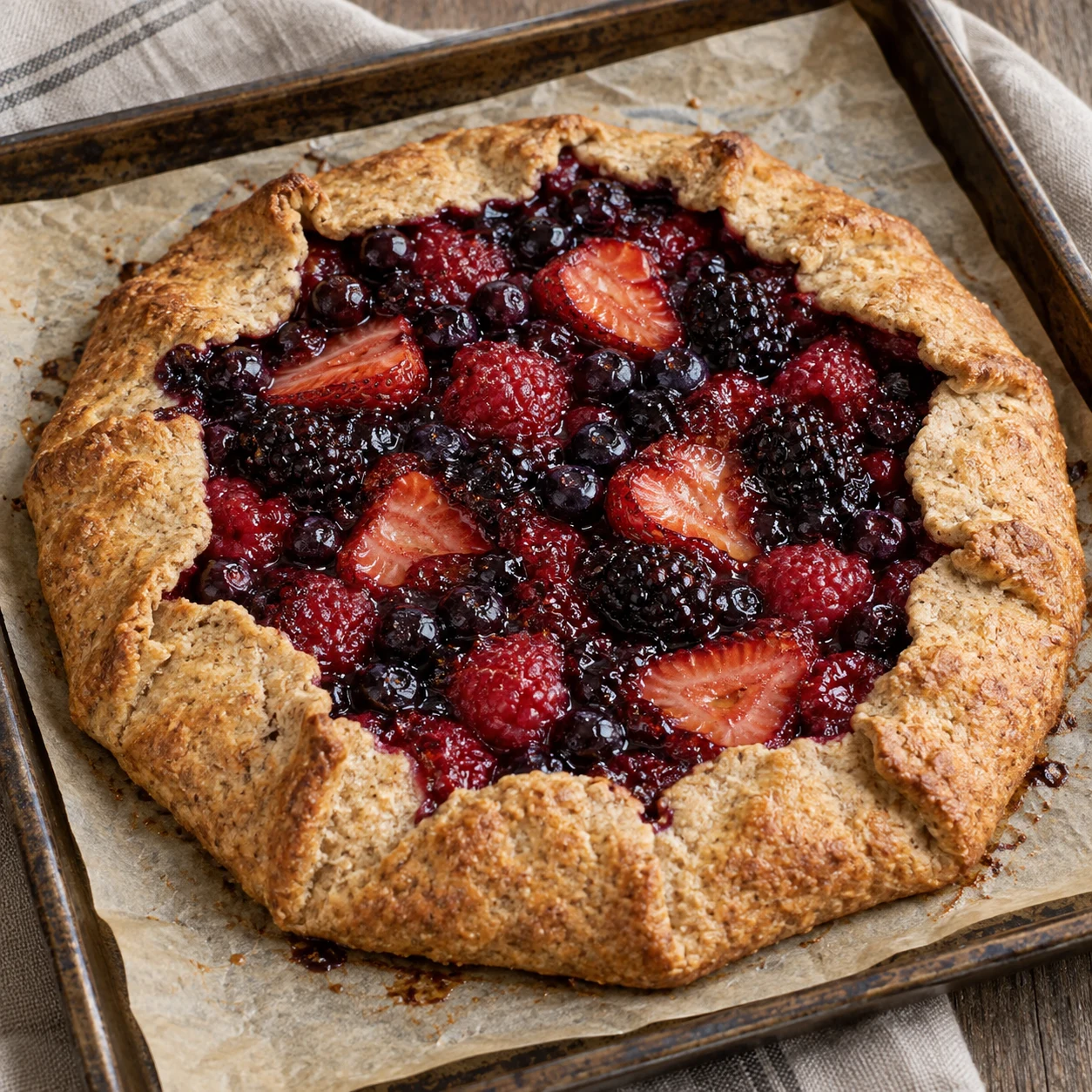 Whole-Grain Summer Berry Breakfast Galette with Honey Drizzle | Beginner-Friendly