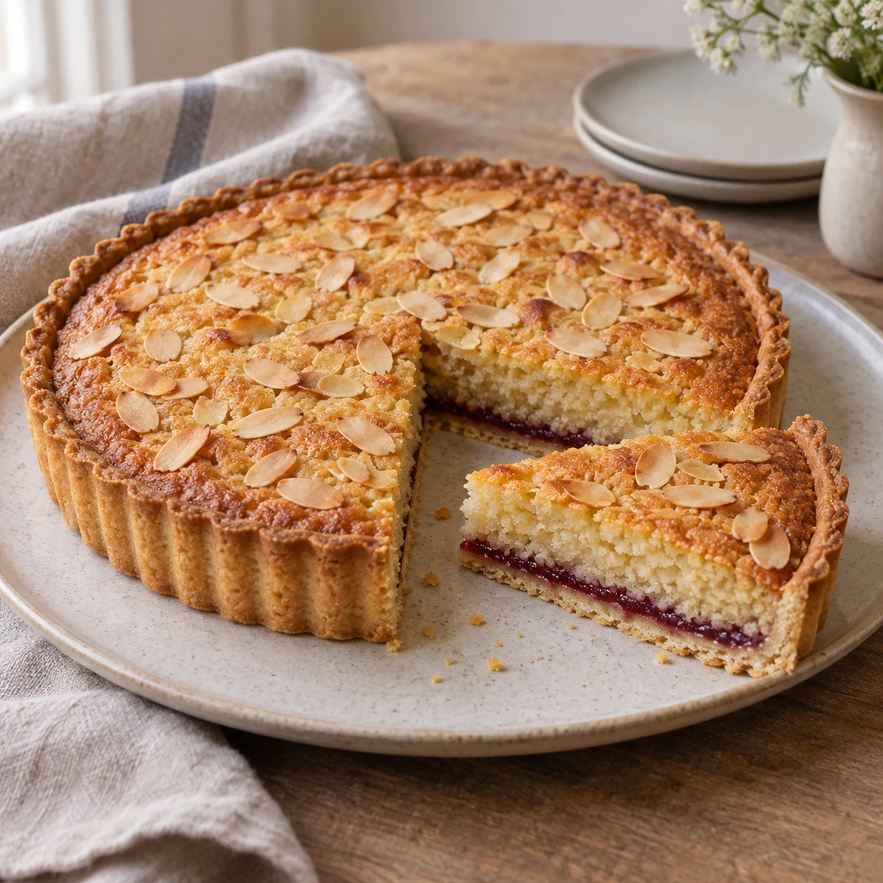British Bakewell Tart with Raspberry Jam and Almond Frangipane Recipe
