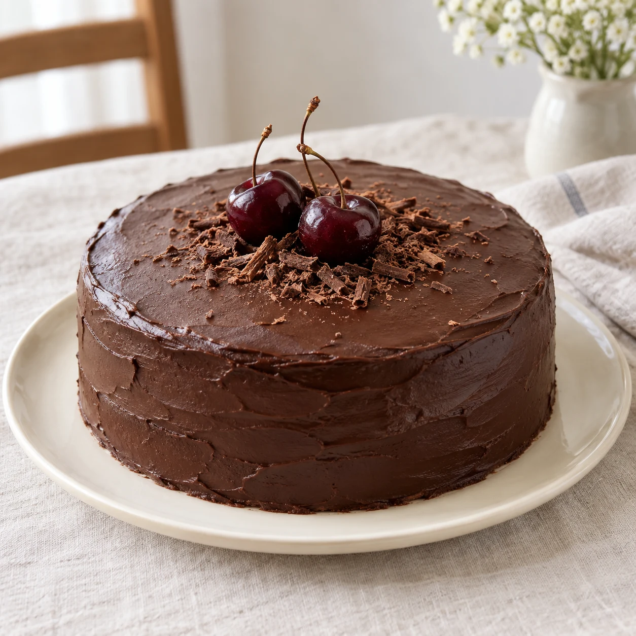 German Black Forest Cake Recipe with Cherry and Chocolate Ganache