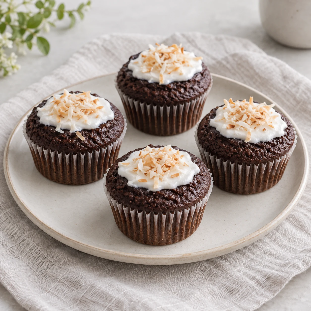 Easy Chocolate Avocado Cupcakes with Coconut Frosting