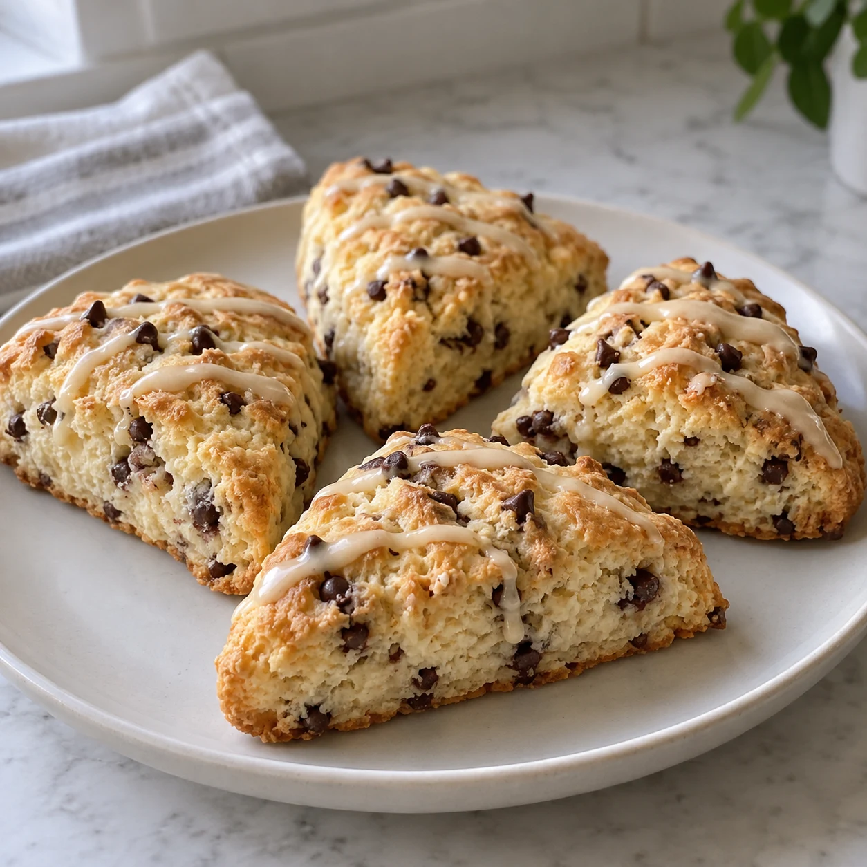 Easy Chocolate Chip Scones with Maple Drizzle