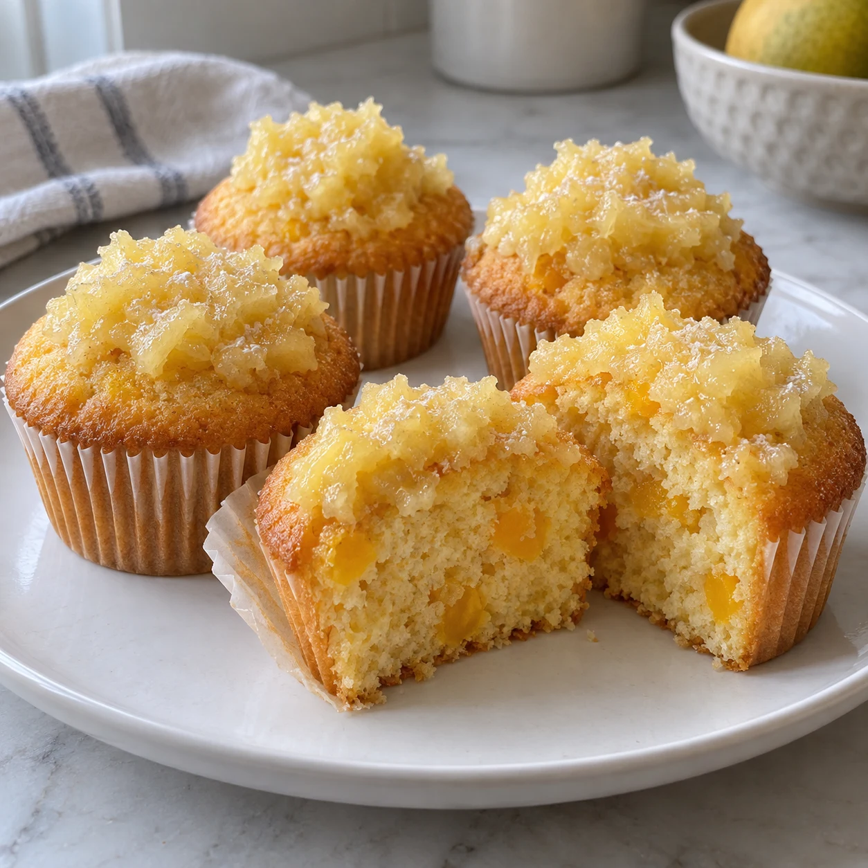 Easy Mango Coconut Cupcakes with Pineapple Glaze
