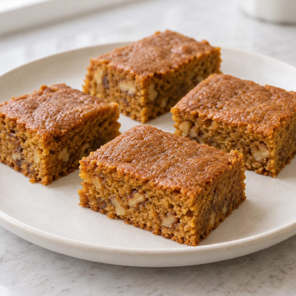 One-Bowl Spiced Pumpkin Breakfast Bars with Walnuts | Easy Fall Breakfast Recipe