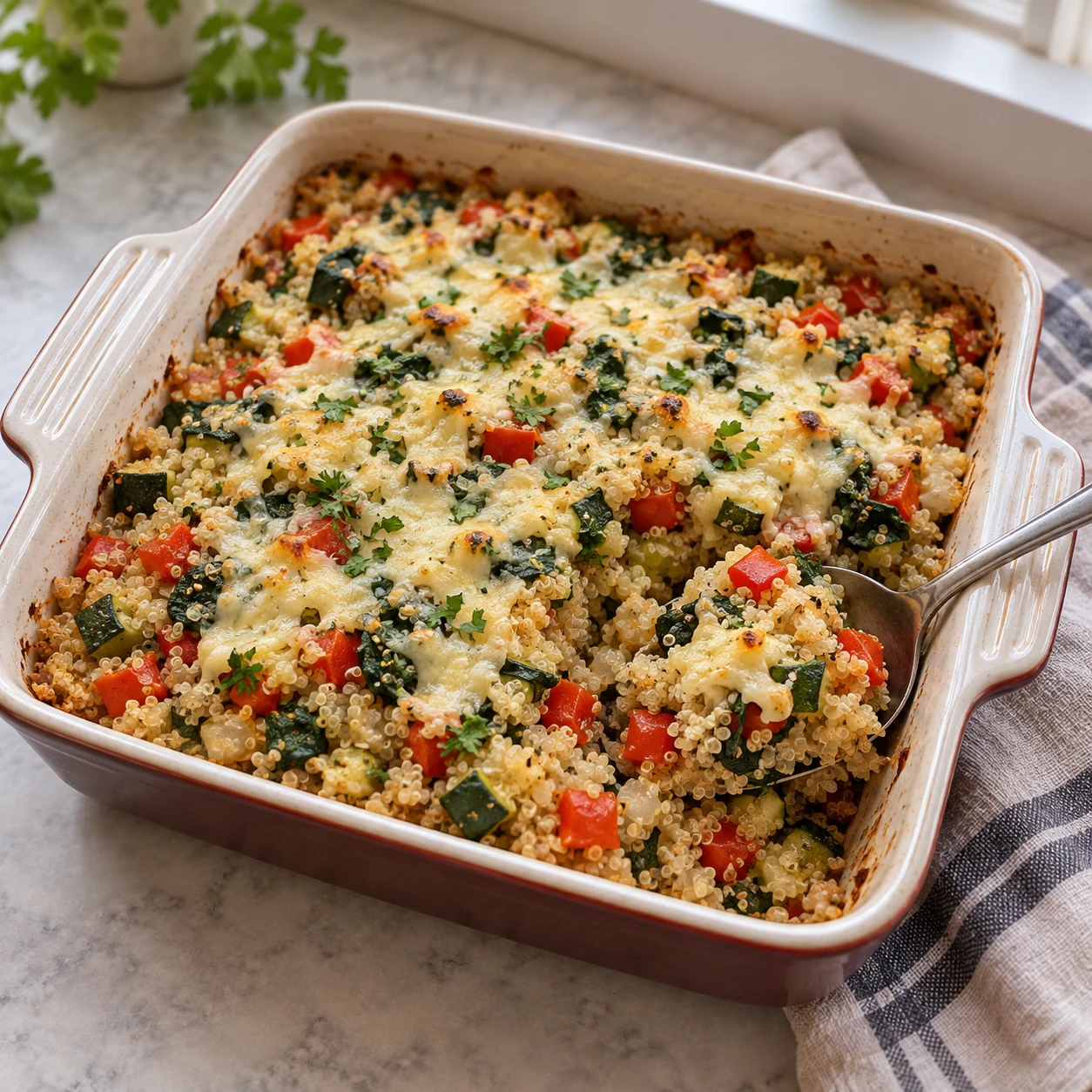 Savory Quinoa and Vegetable Breakfast Bake with Cheese – Easy Morning Casserole