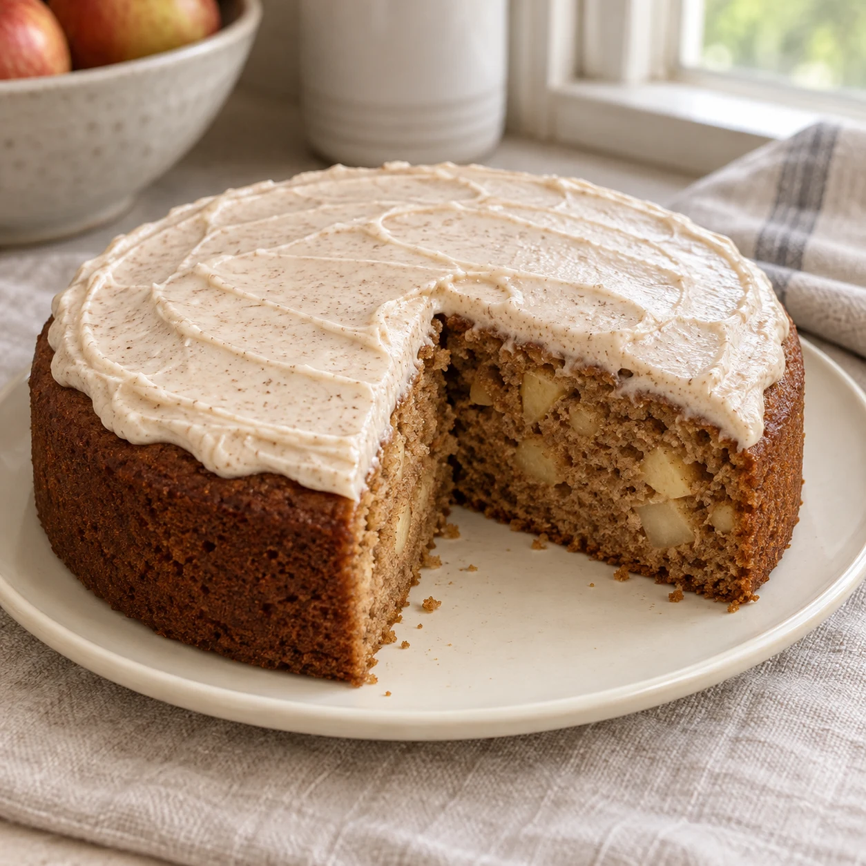 Easy Whole-Grain Spiced Apple Cake with Cinnamon Cream Frosting Recipe