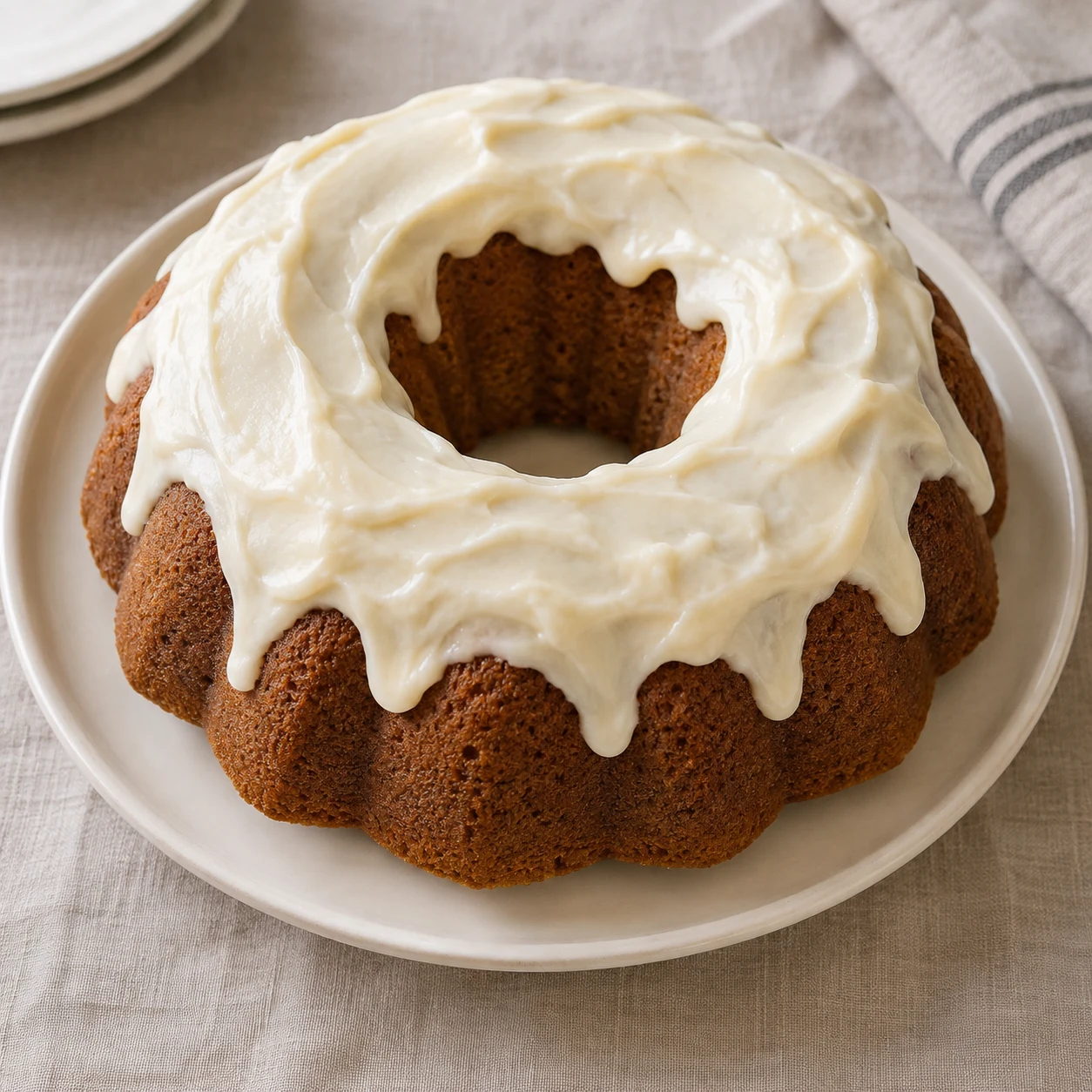 Easy Winter Spice Bundt Cake with Light Cream Cheese Frosting