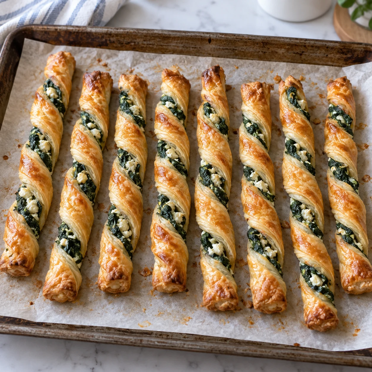 Savory Spinach and Feta Puff Pastry Twists Recipe