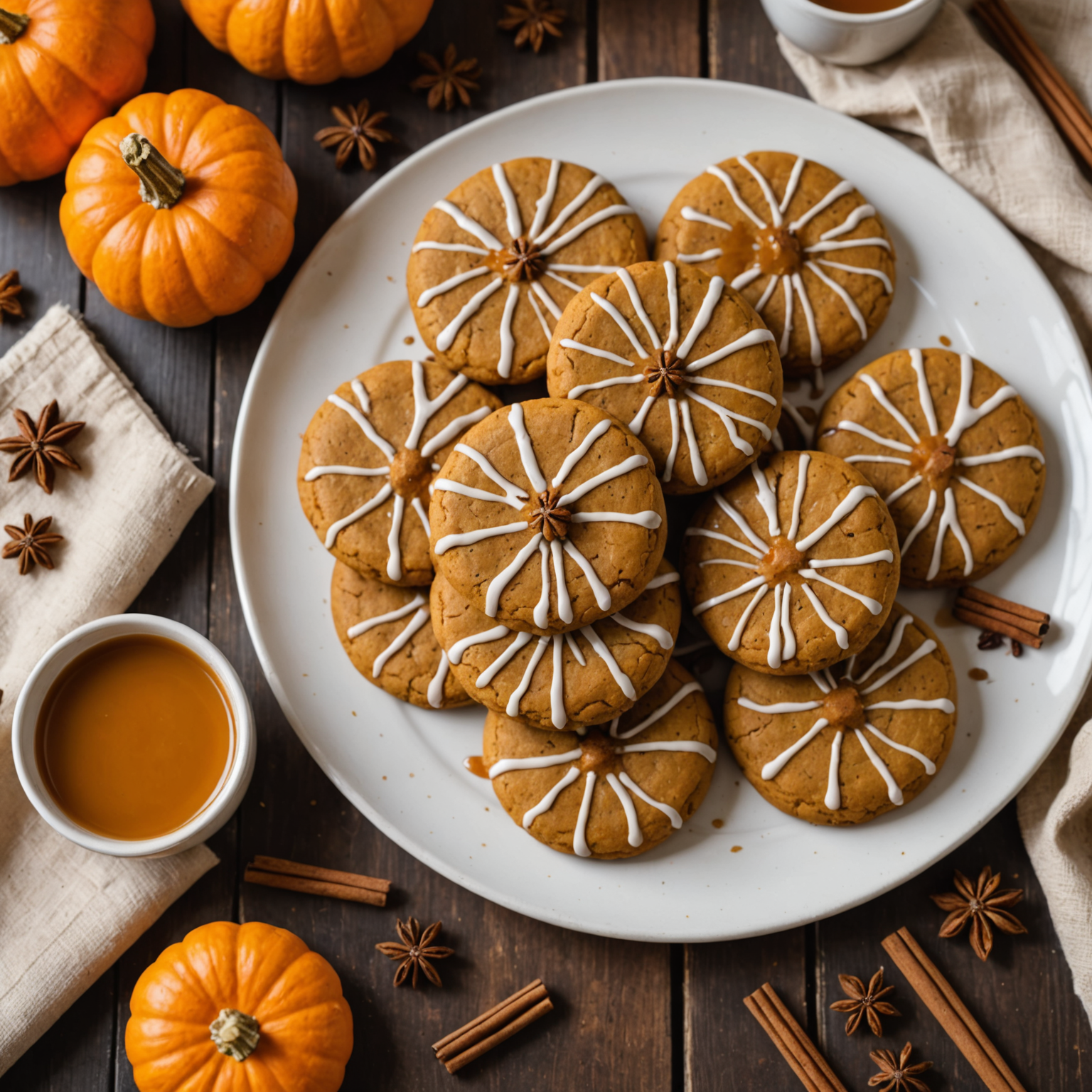 Vegan Pumpkin Spice Cookies with Maple Drizzle