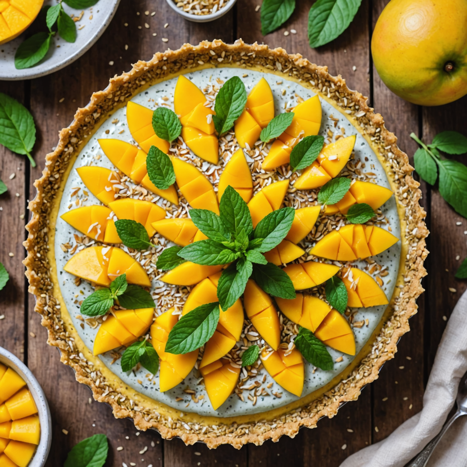 No-Bake Mango Coconut Chia Pudding Tart Recipe