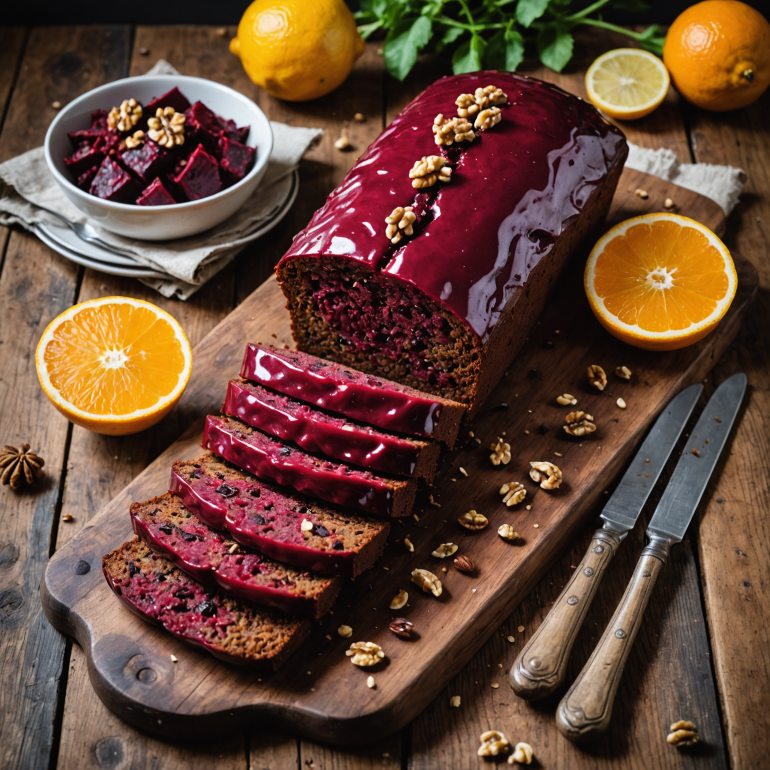 Healthy Vegan Beetroot and Walnut Loaf with Citrus Glaze Recipe