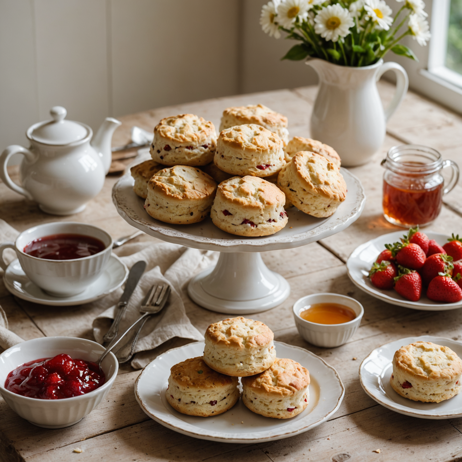 Easy Classic British Scones Recipe with Clotted Cream and Jam
