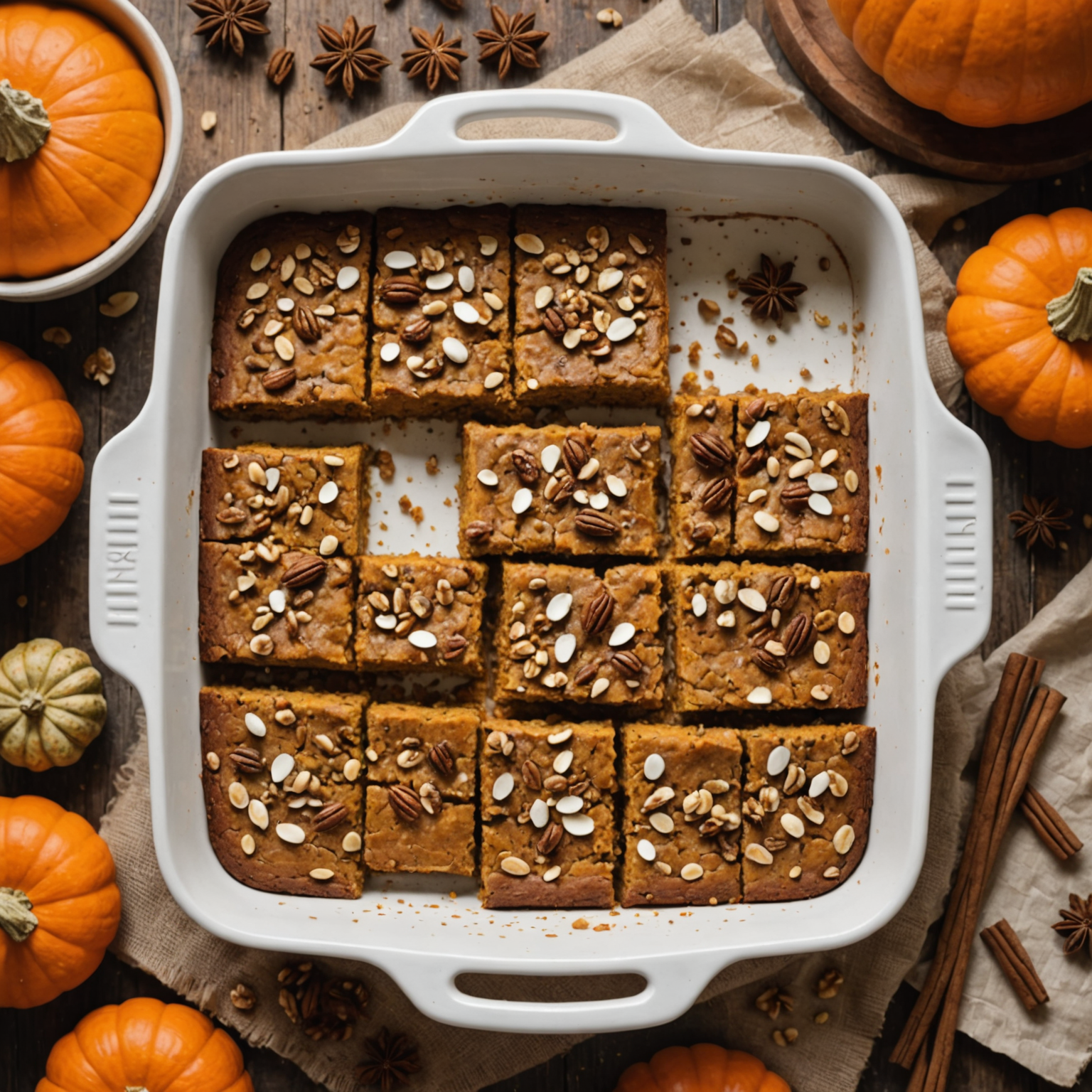 One-Bowl Spiced Pumpkin Breakfast Bars with Walnuts | Easy Fall Breakfast Recipe