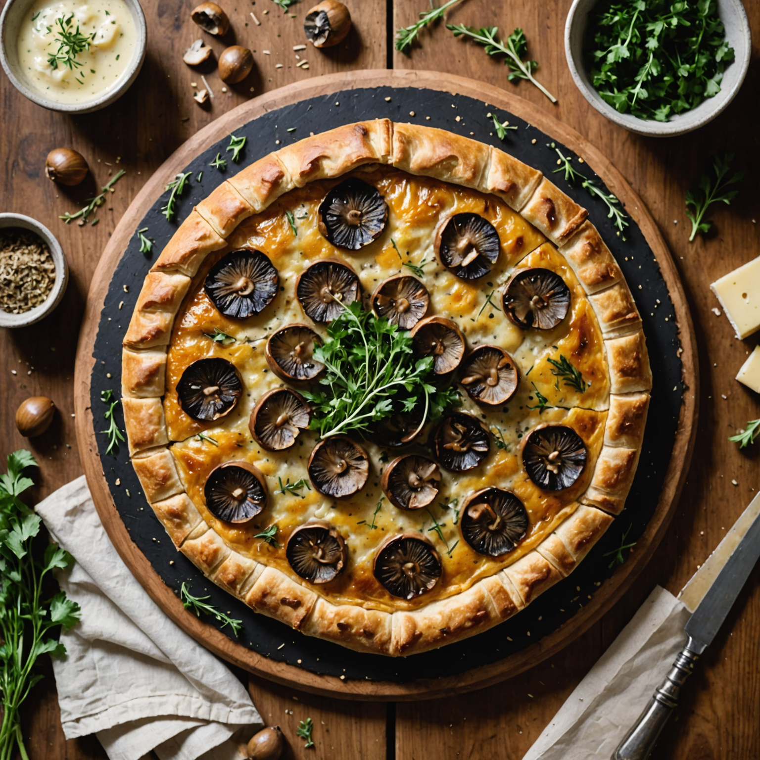 Rustic Savory Mushroom and Cheese Galette with Herb-Infused Crust