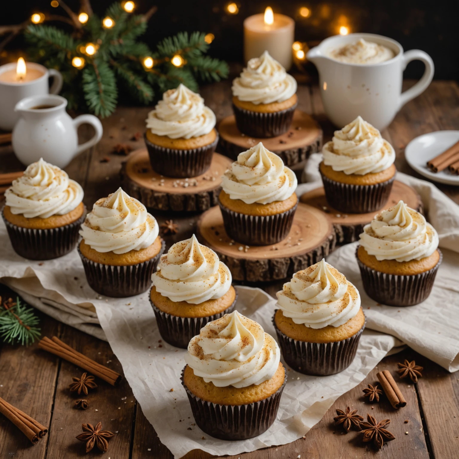 Winter Spice Eggnog Cupcakes with Rum Buttercream Frosting
