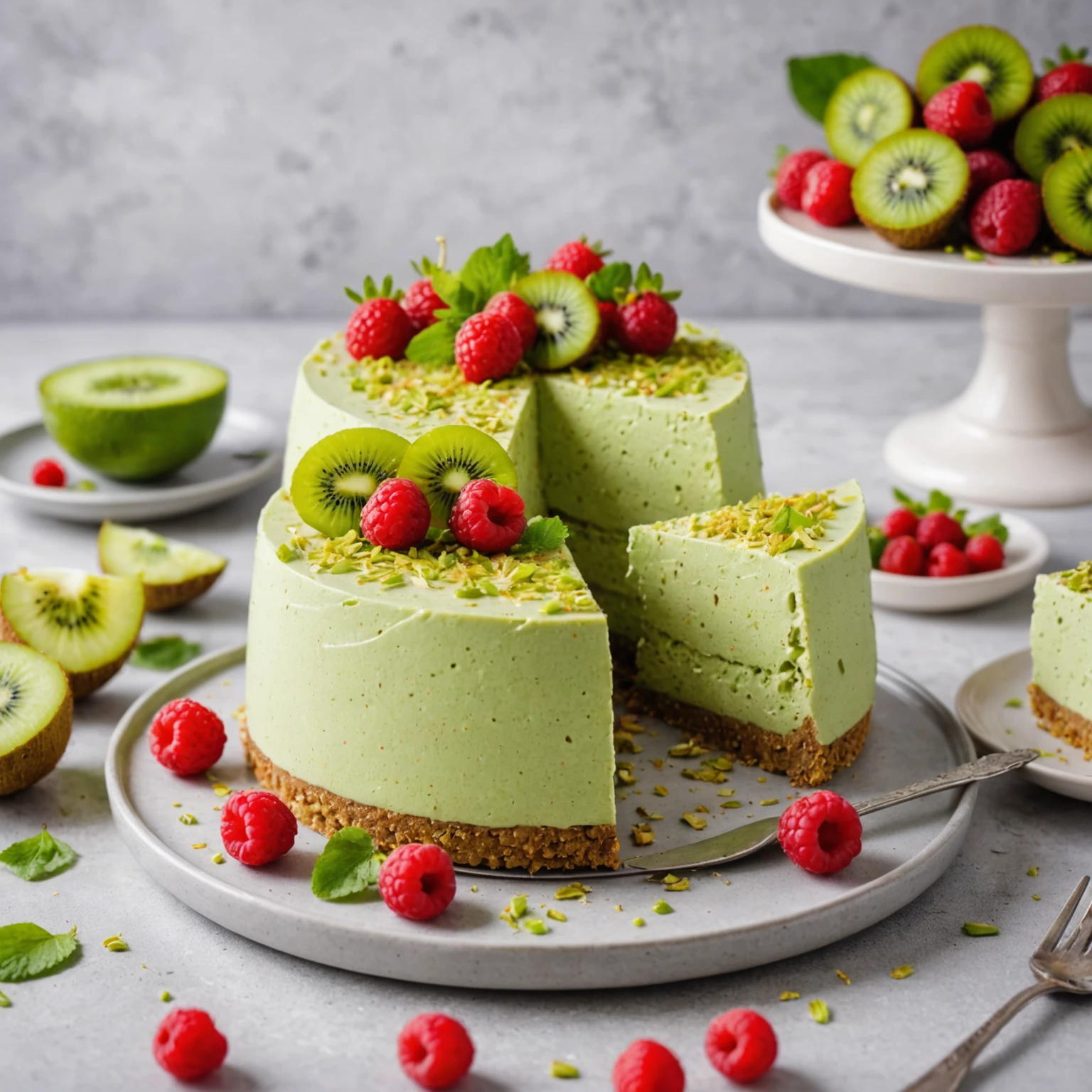 No-Bake Vegan Matcha Coconut Cheesecake with Cashew Cream – Easy Dairy-Free Dessert
