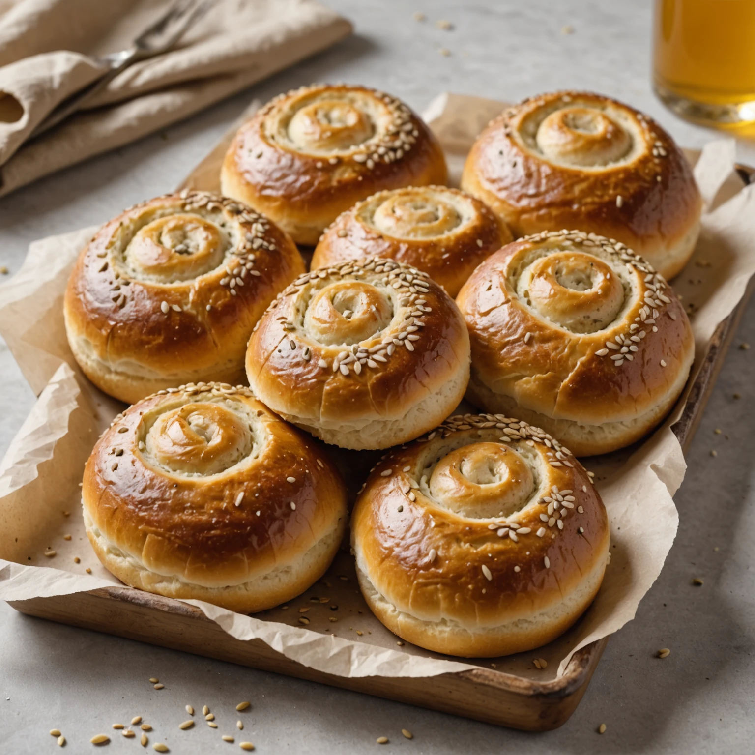 Classic British Seeded Morning Rolls with Honey Butter