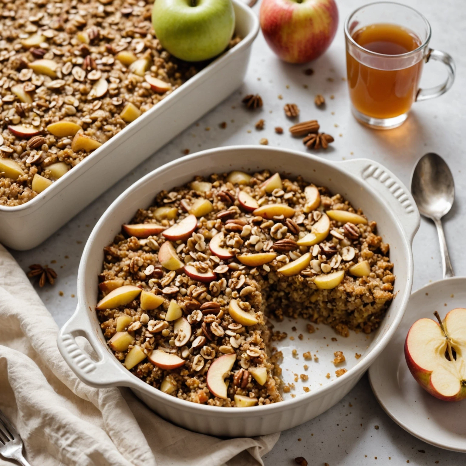 One-Bowl Vegan Spiced Apple Quinoa Breakfast Bake with Maple Drizzle