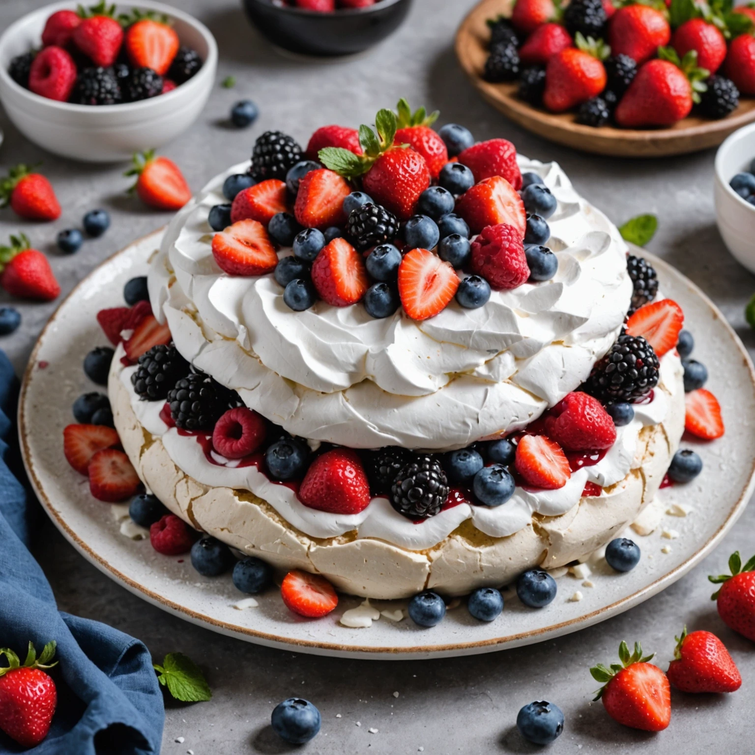 Low-Calorie Summer Berry Pavlova with Coconut Whipped Cream - Healthy & Easy