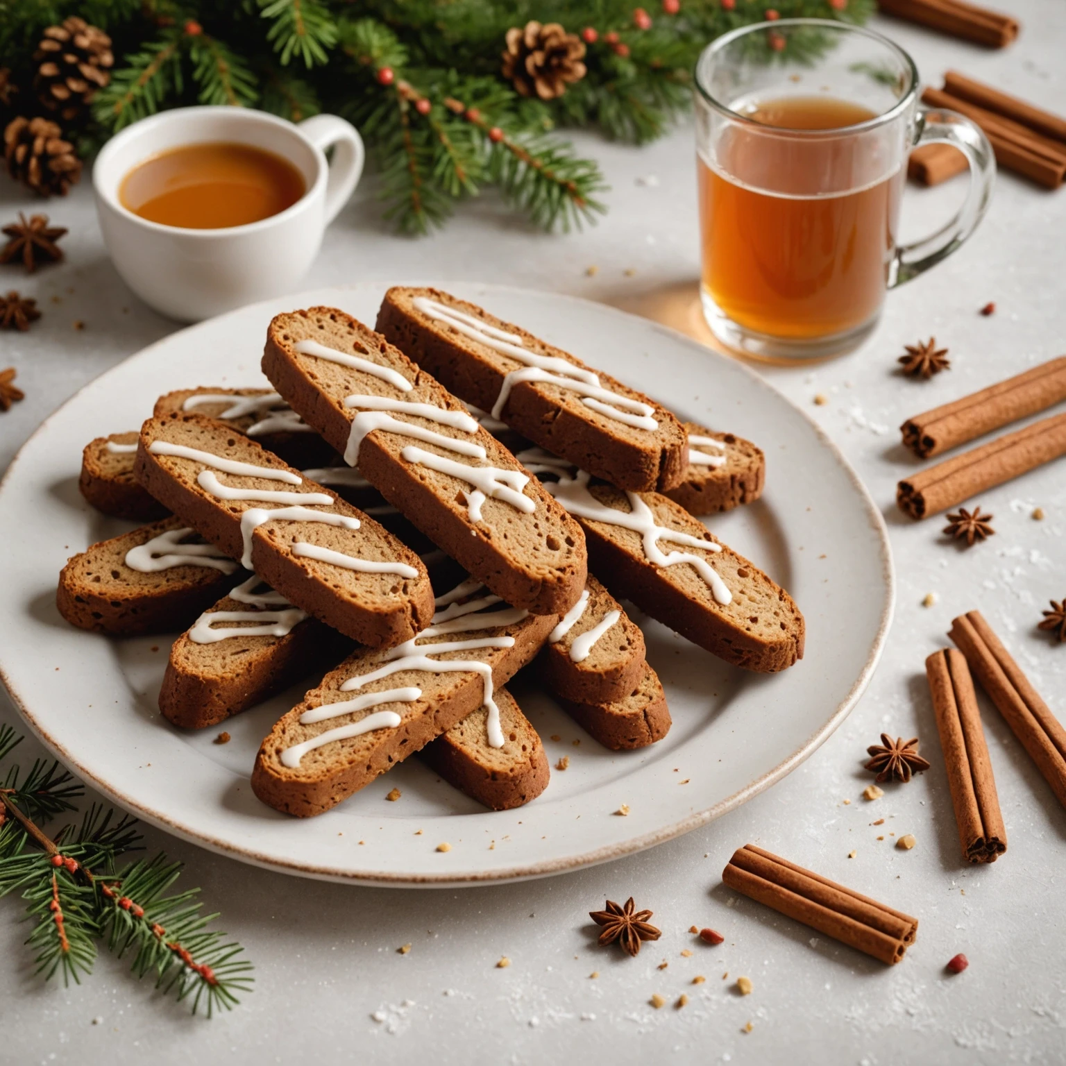 Festive Whole-Grain Gingerbread Biscotti with Maple Glaze