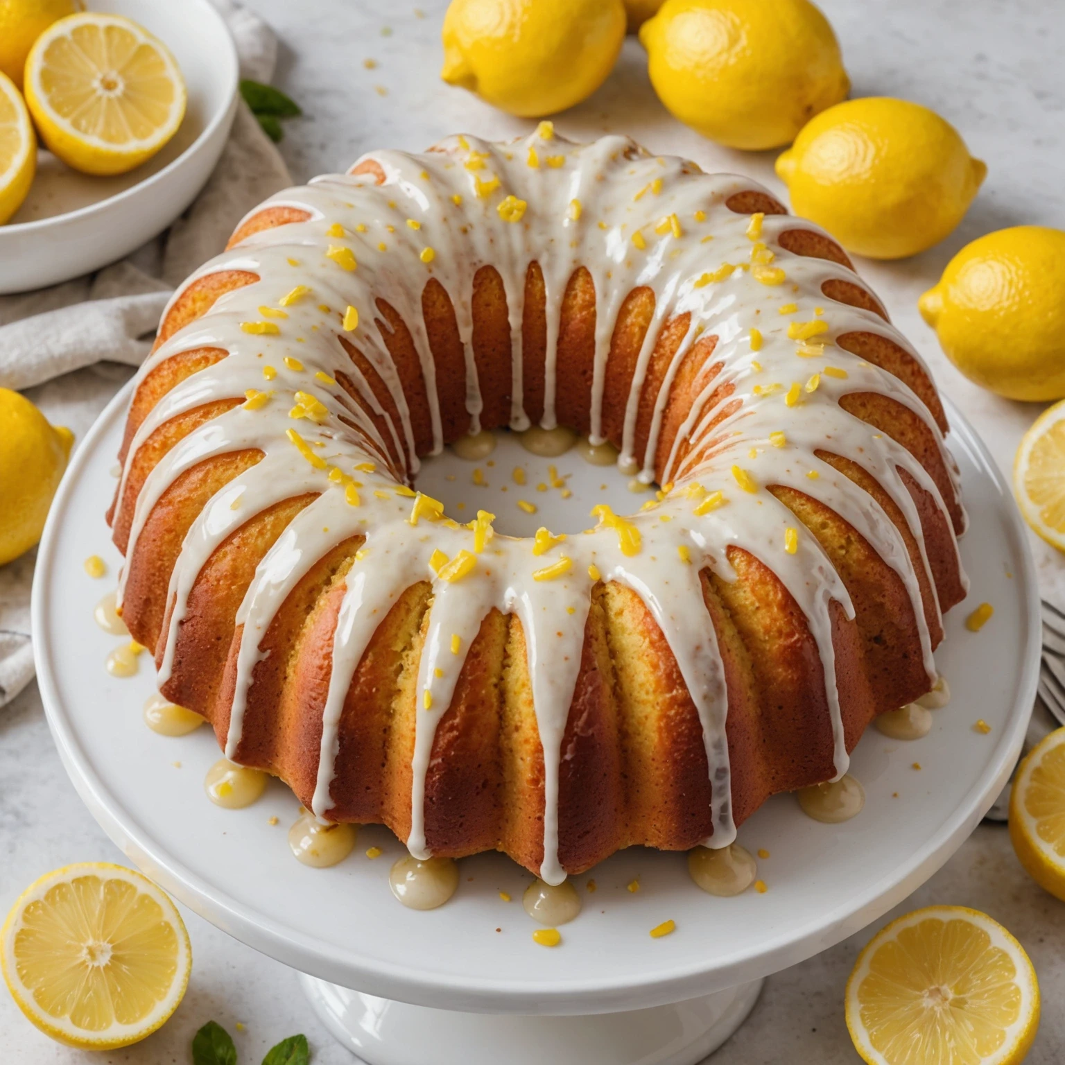 One-Bowl Classic Lemon Yogurt Bundt Cake with Tangy Lemon Glaze