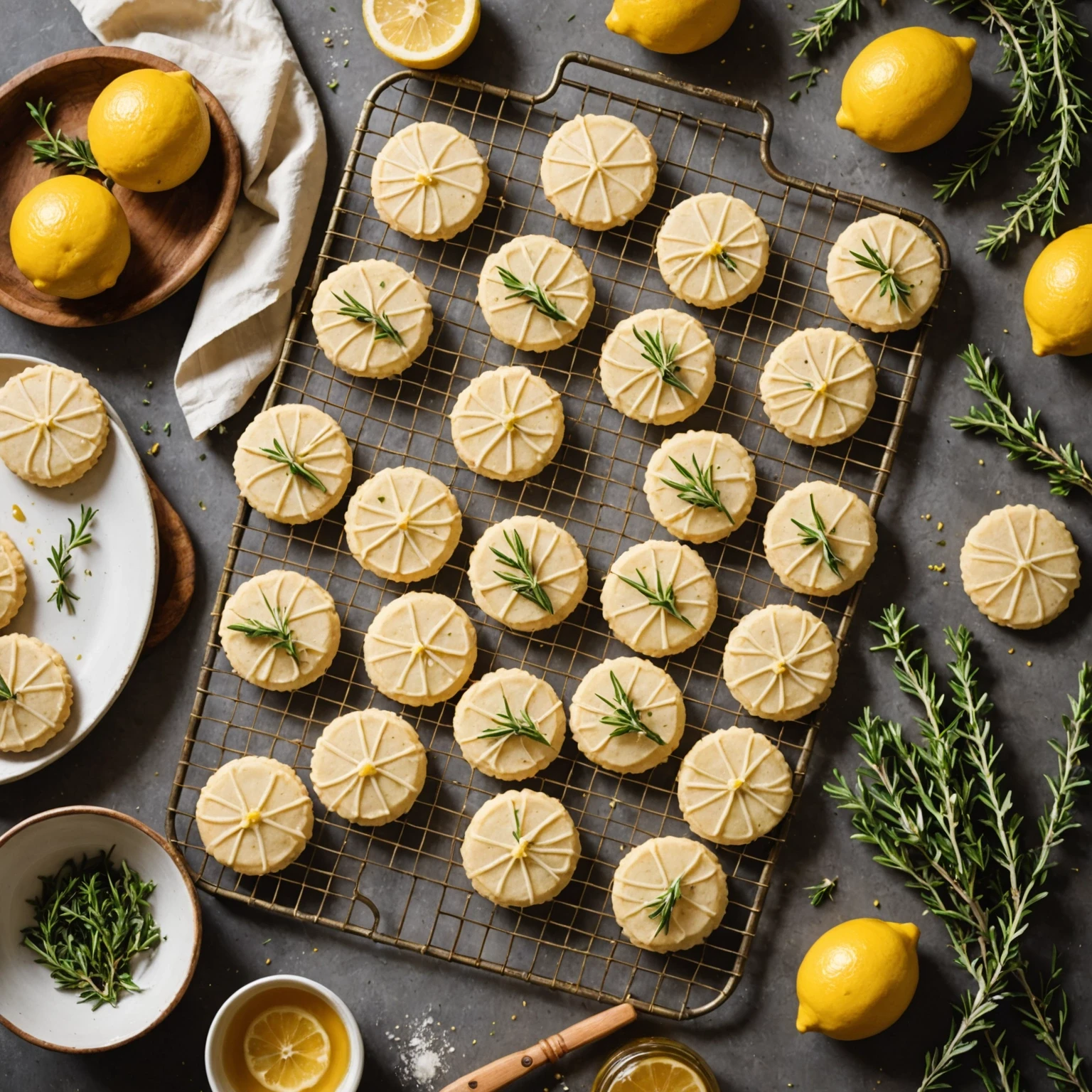 Lemon Thyme Shortbread Cookies with Honey Glaze Recipe