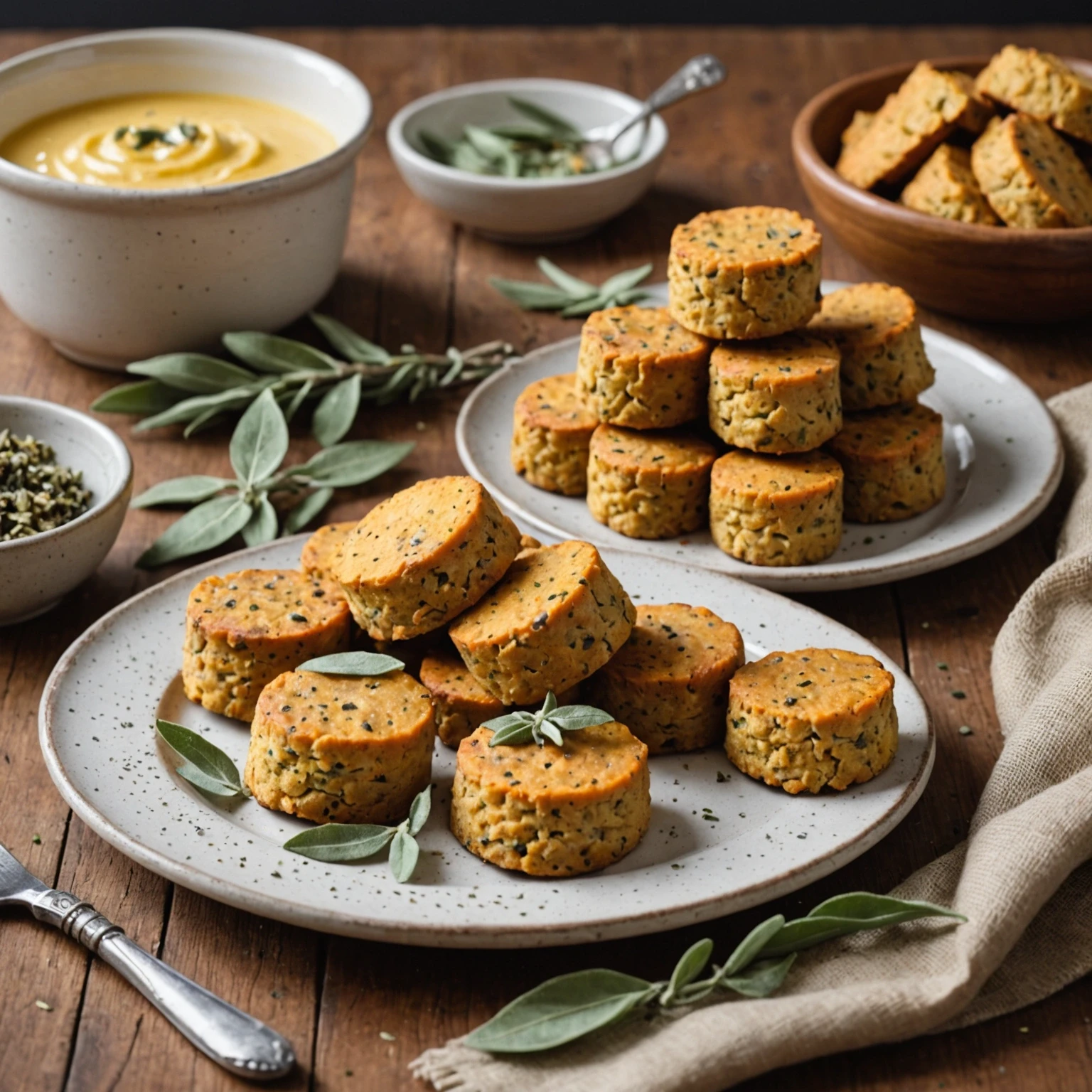 Easy Whole-Grain Sweet Potato and Sage Biscuit Bites with Dairy-Free Butter Spread