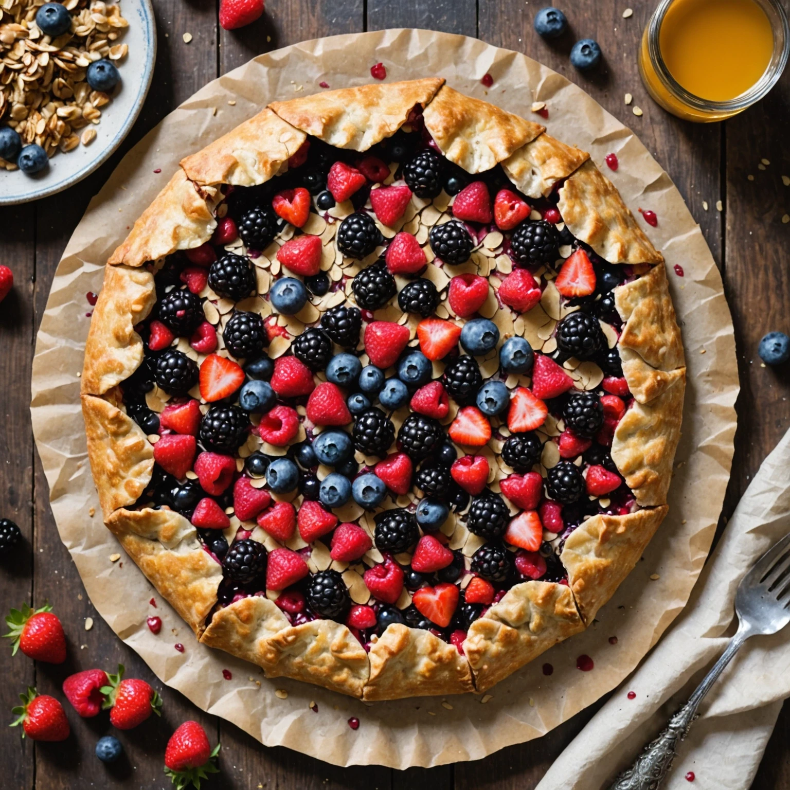 Whole-Grain Summer Berry Breakfast Galette with Honey Drizzle | Beginner-Friendly