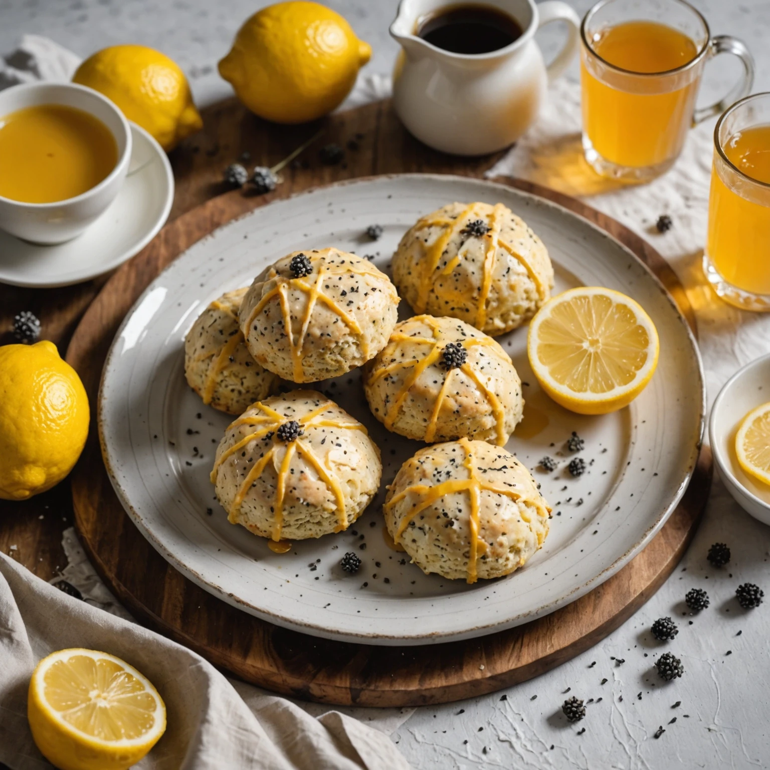 One-Bowl Lemon Poppy Seed Scones with Honey Butter Glaze Recipe