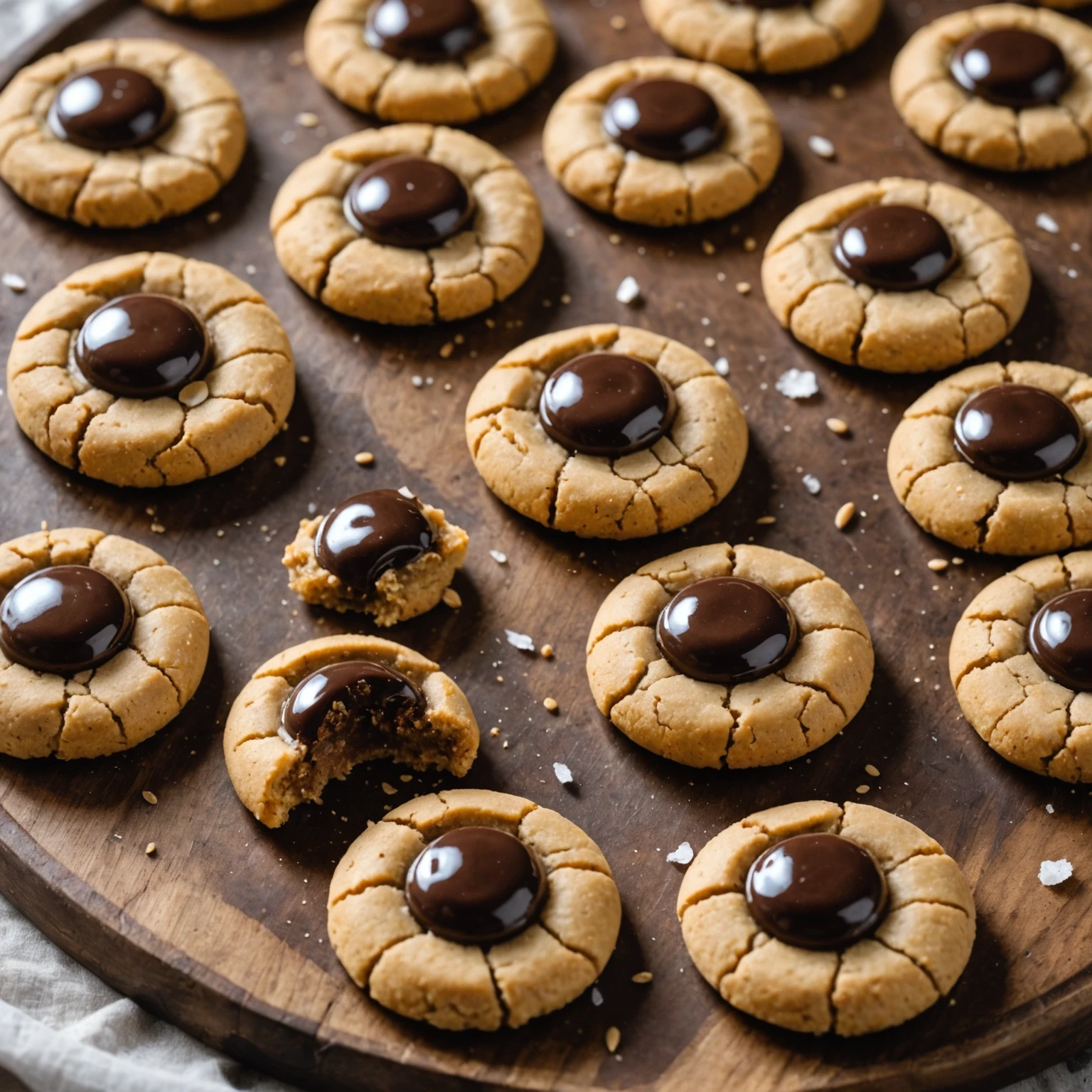 Easy Almond Butter and Dark Chocolate Thumbprint Cookies with Sea Salt