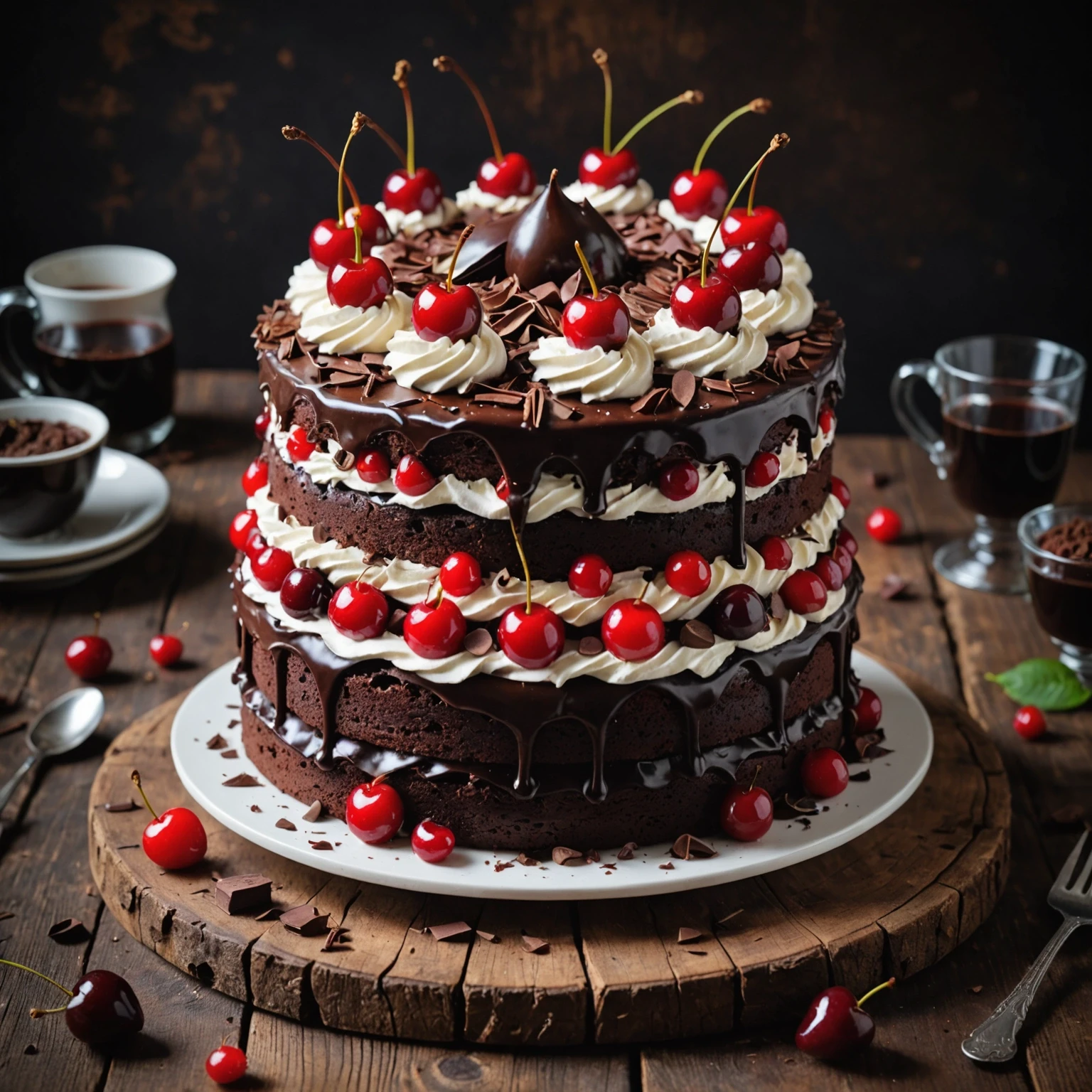 Classic German Black Forest Cake Recipe with Cherry and Chocolate Ganache