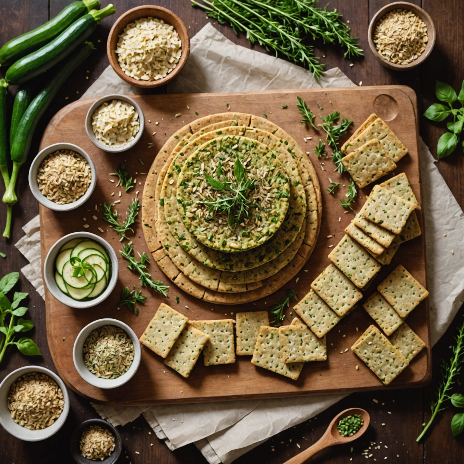 Whole-Grain Savory Zucchini and Herb Crackers Recipe