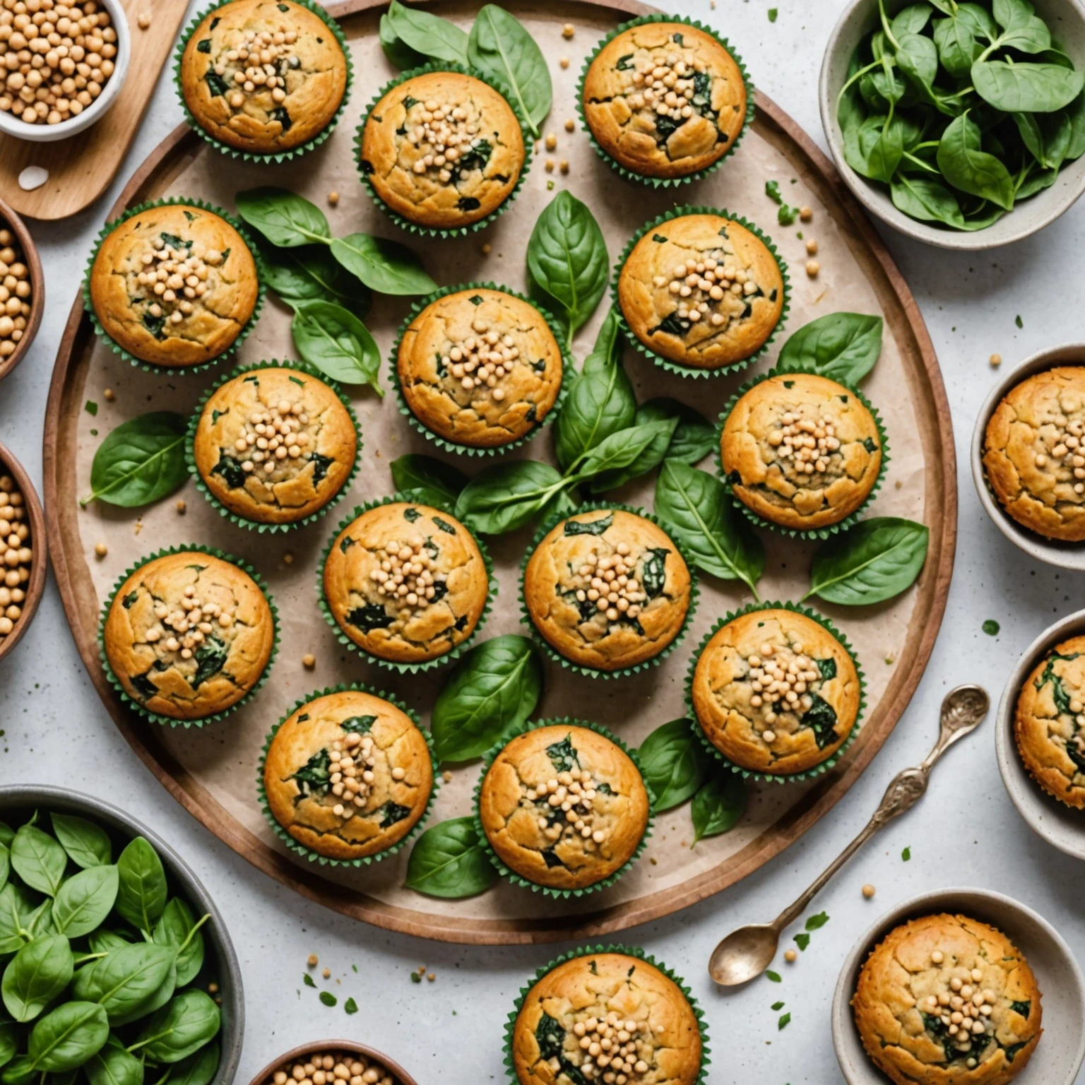Healthy Vegan Chickpea and Spinach Savory Muffins