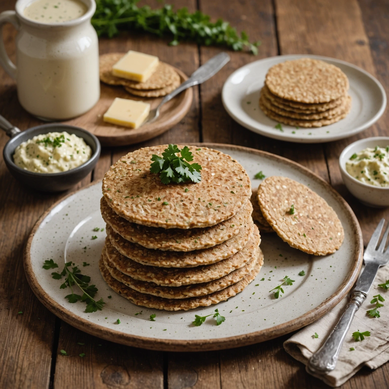 Classic British Oatcakes with Savory Herb Butter - Easy Beginner Recipe