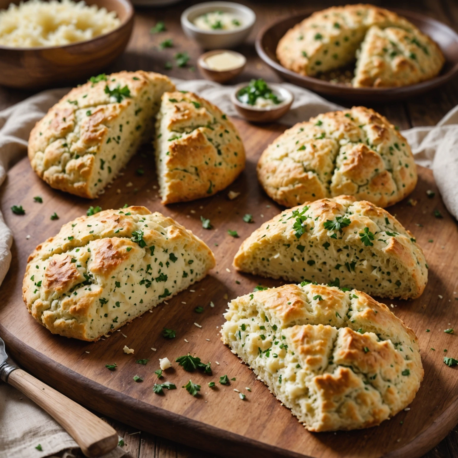 Savory Roasted Garlic and Parmesan Scones with Fresh Herbs – Easy British Quick Bread Recipe