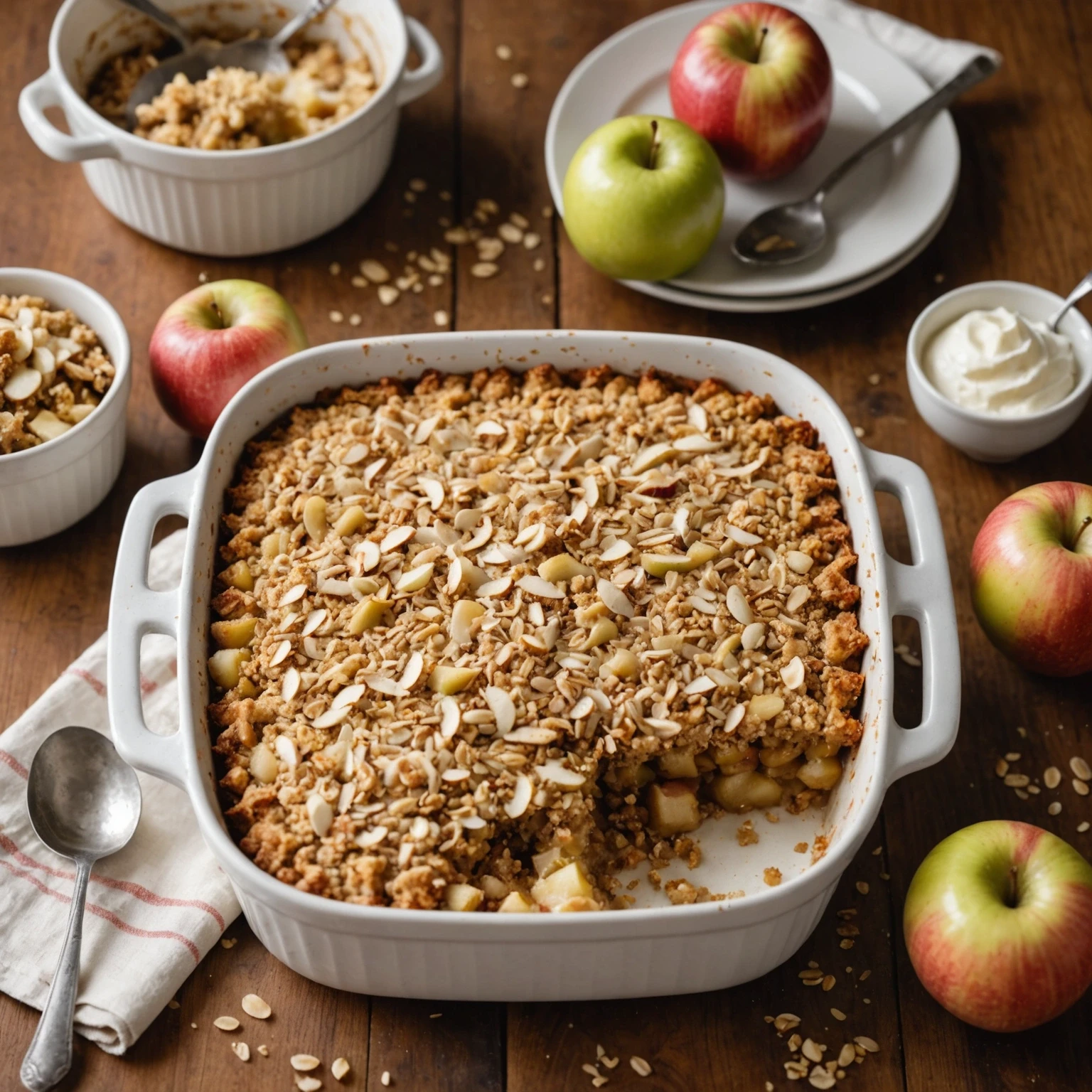 Light Whole-Grain Apple and Ginger Breakfast Cobbler with Coconut Crumble