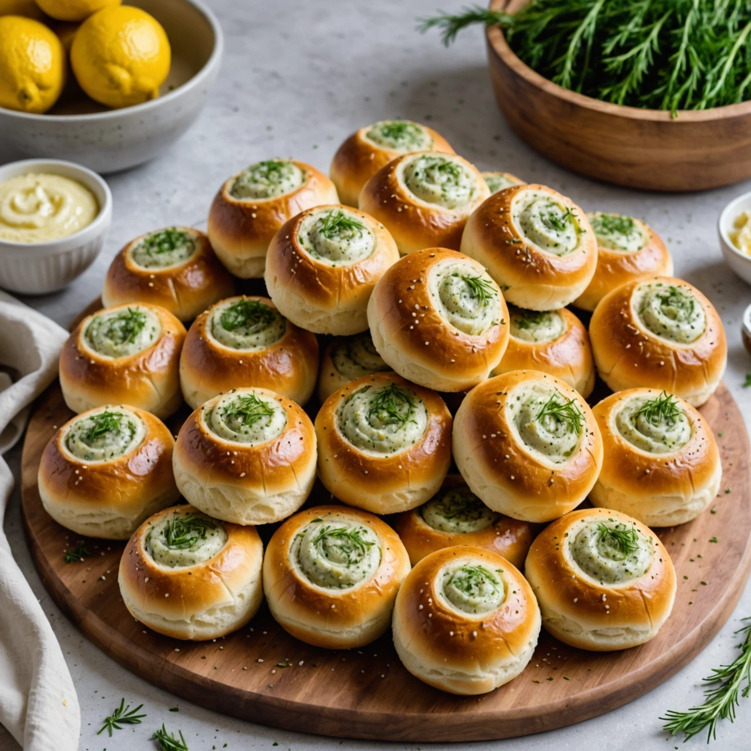Lemon Dill Soft Dinner Rolls with Dairy-Free Herb Butter Recipe