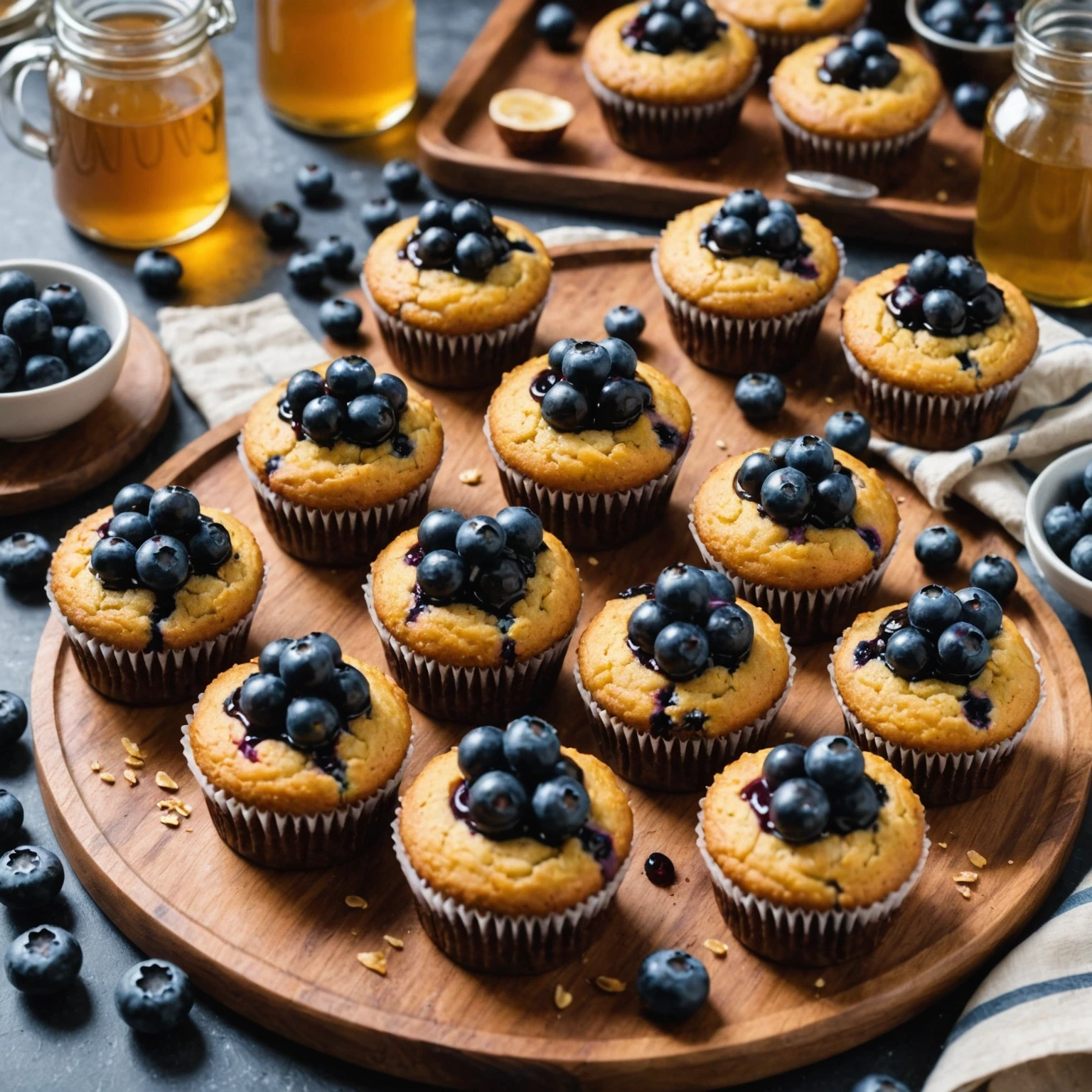 Easy Vegan Blueberry Cornbread Cupcakes with Maple Drizzle