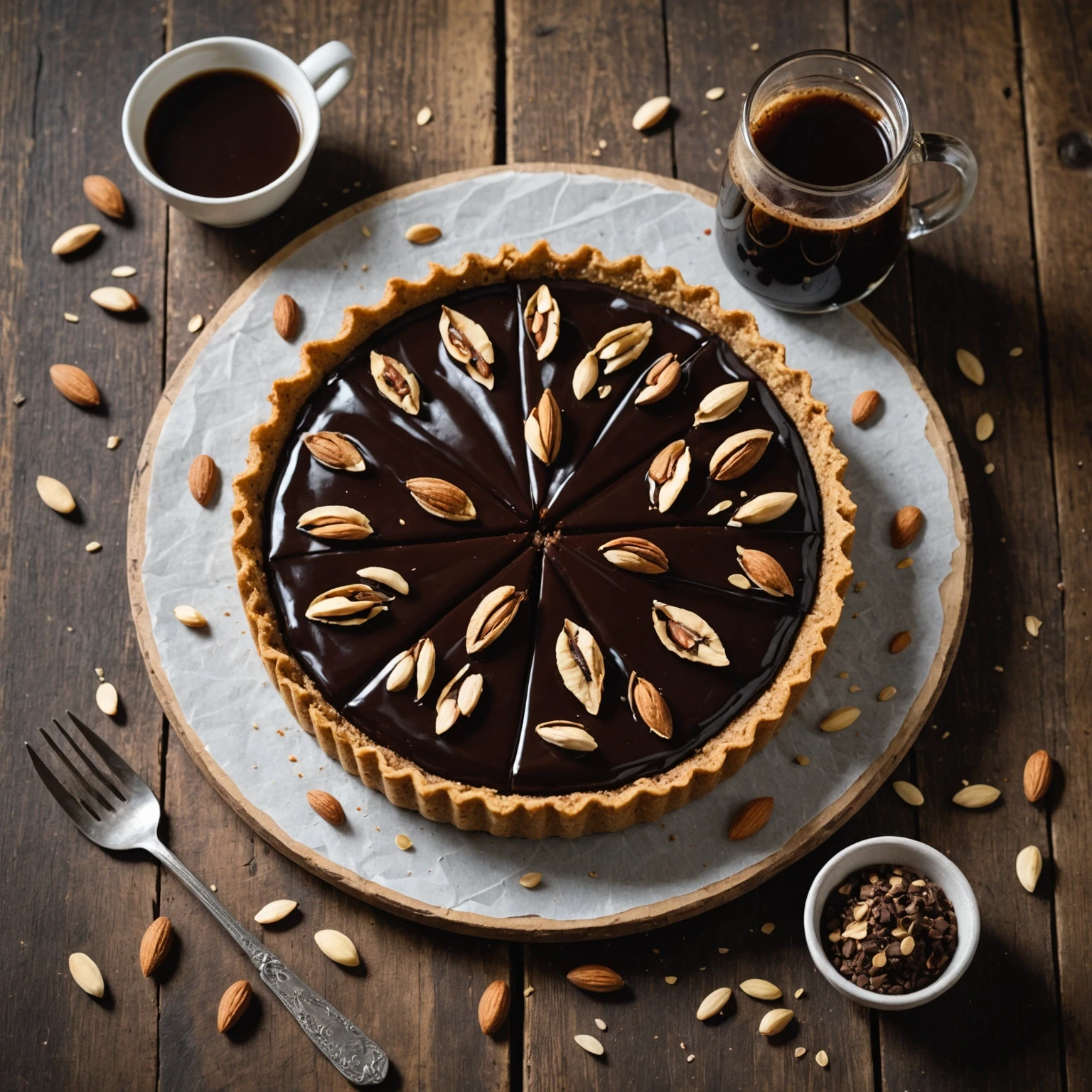 Cold-Brew Coffee and Chocolate Ganache Tart with Almond Crust