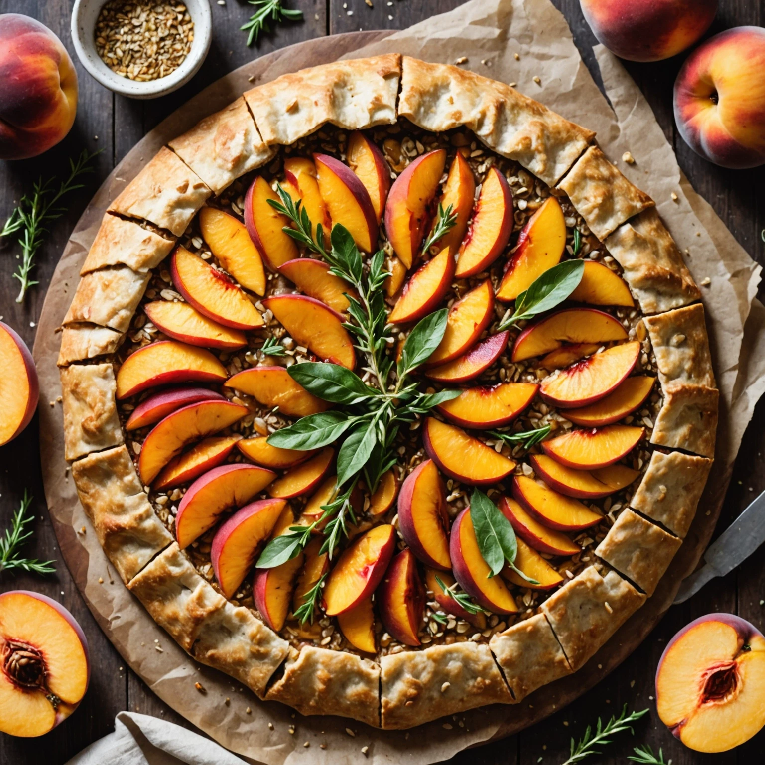 Easy Rustic Peach and Thyme Breakfast Galette with Honey Drizzle