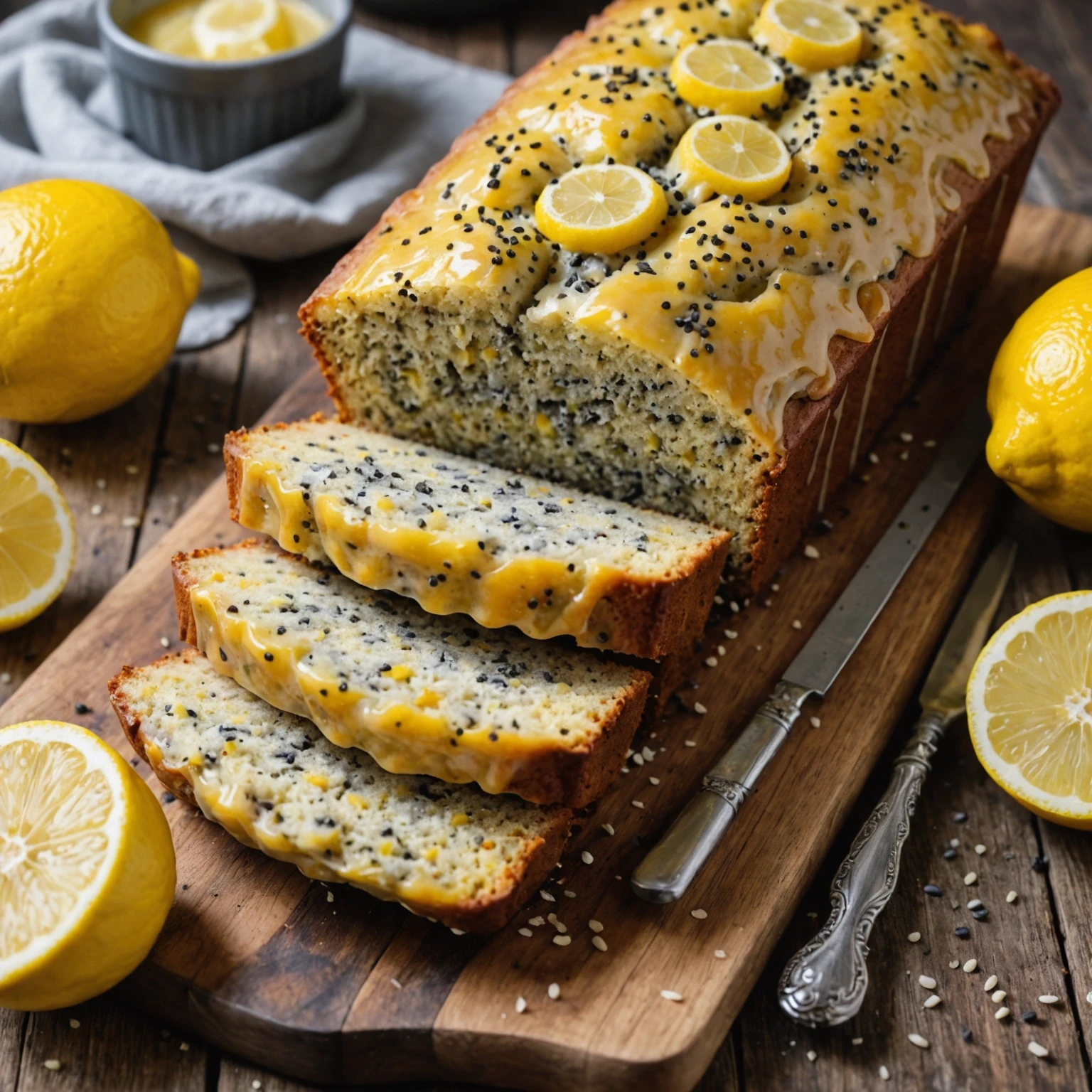 One-Bowl Vegan Lemon Poppy Seed Muffin Loaf with Sweet Maple Glaze