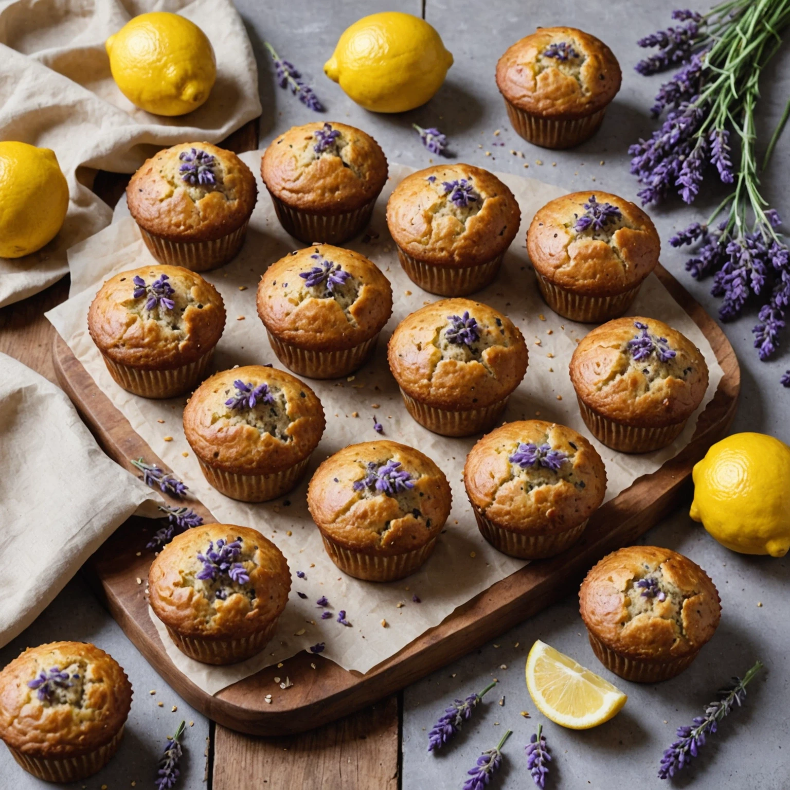 Light Whole-Grain Lavender & Honey Muffins with Lemon Zest Recipe