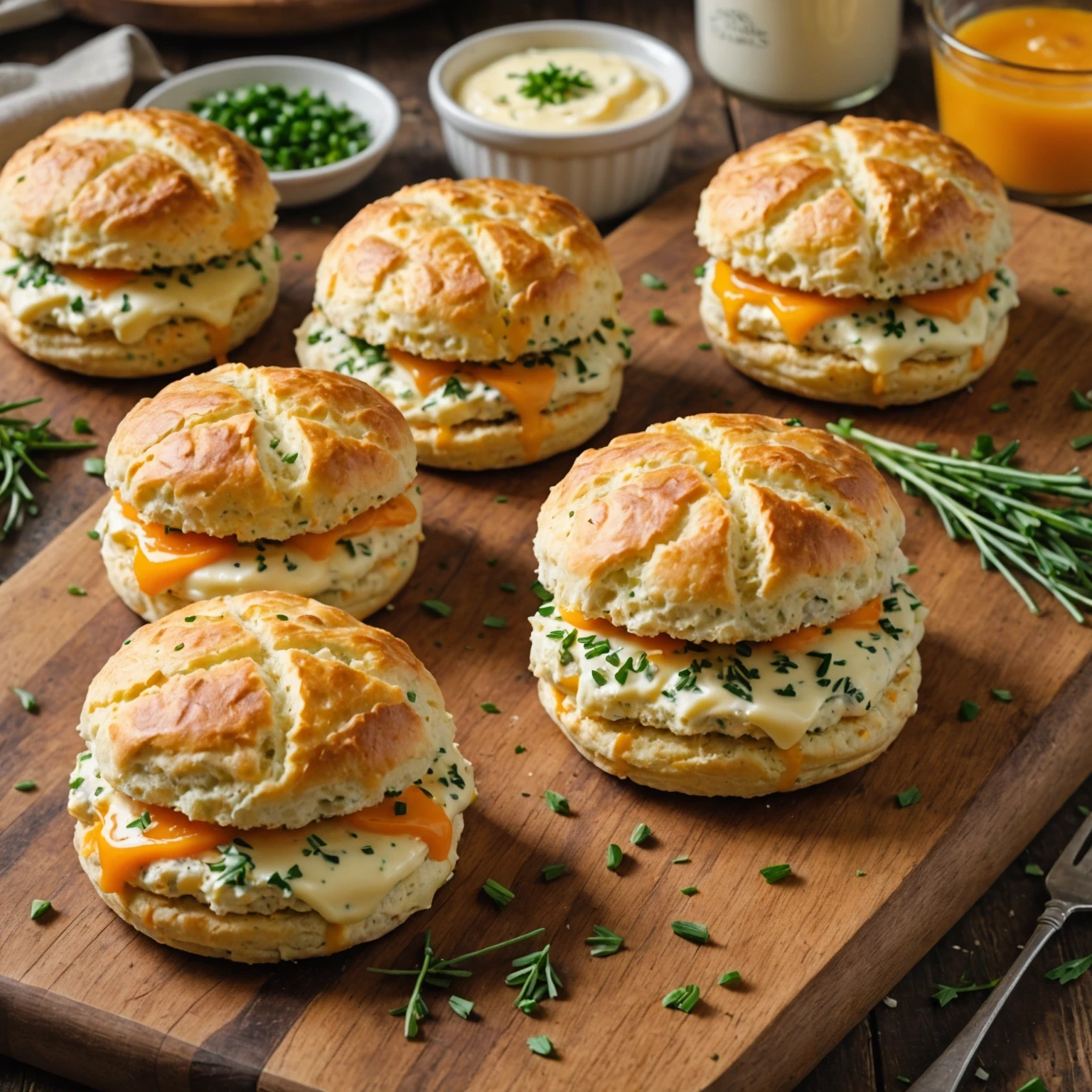 Classic British Cheddar and Chive Scone Sandwiches with Zesty Horseradish Cream
