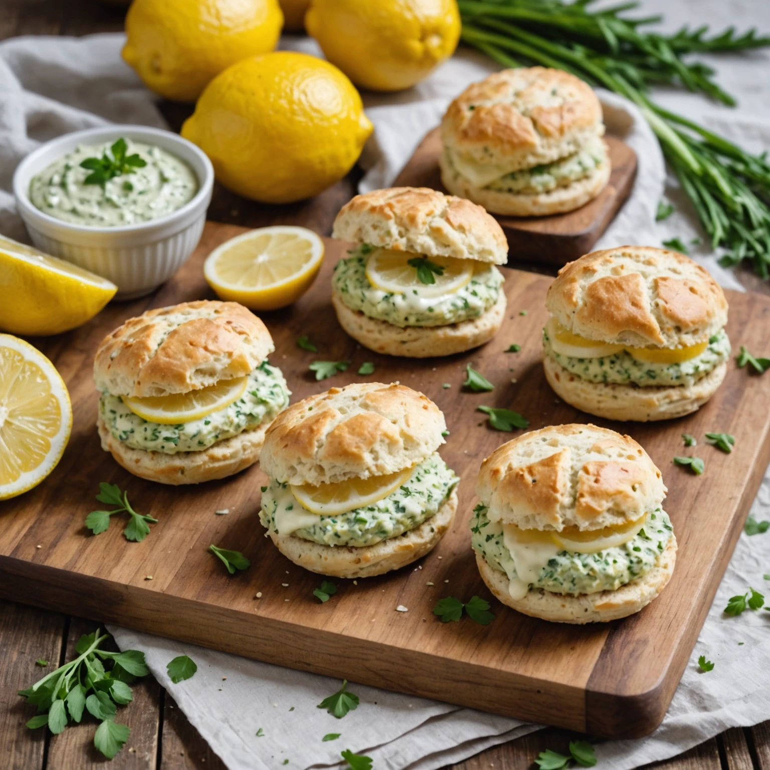 Light Lemon Herb Scone Sandwiches with Dairy-Free Chive Spread Recipe