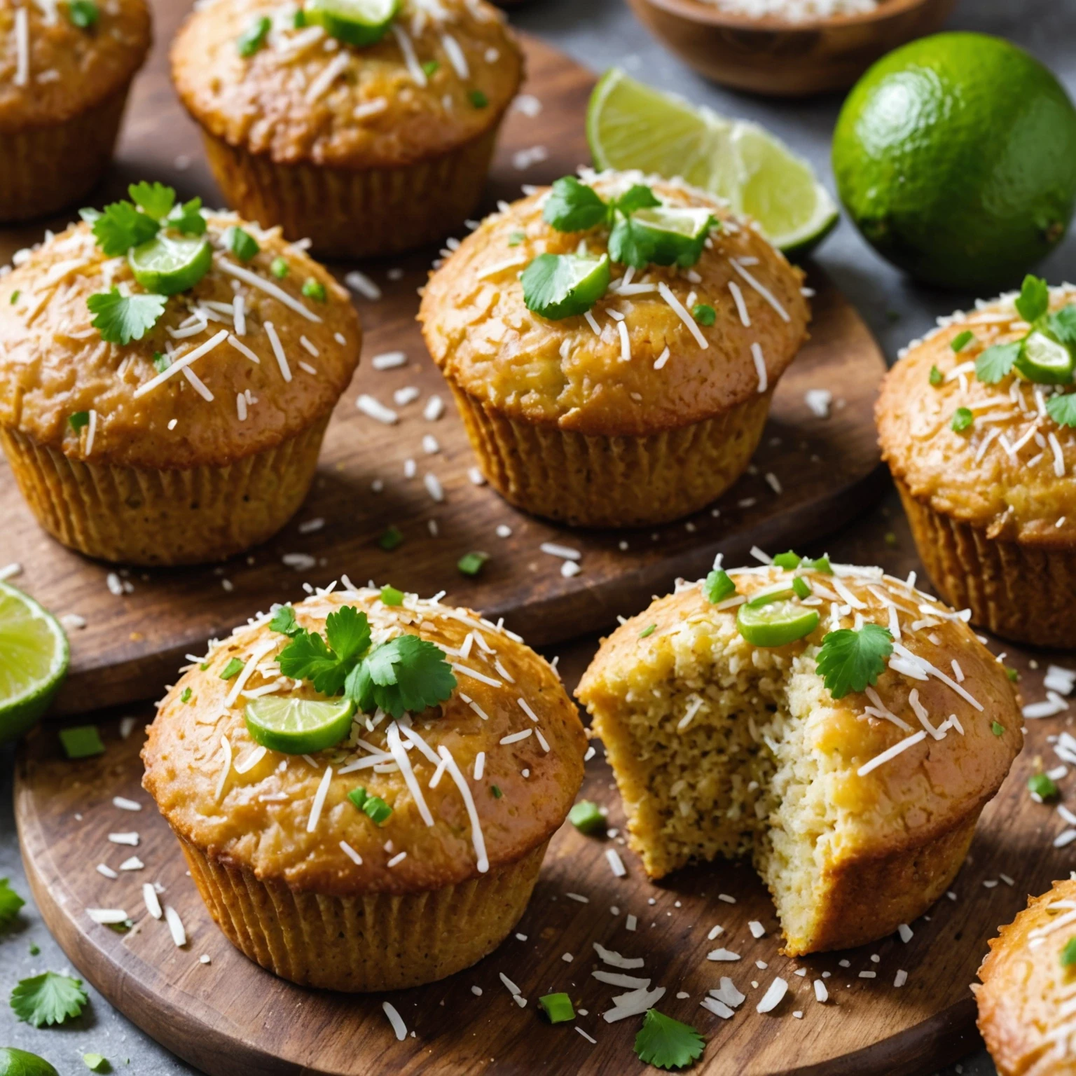 Healthy Coconut Lime Muffins with Chia Seeds and Maple Drizzle