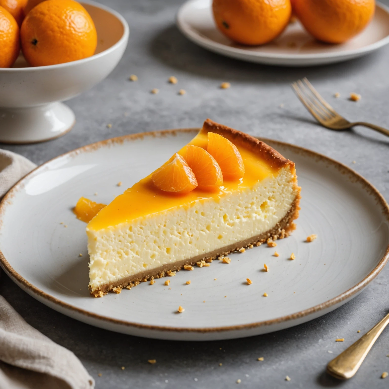 Classic Italian Ricotta and Orange Zest Cheesecake with Almond Crust