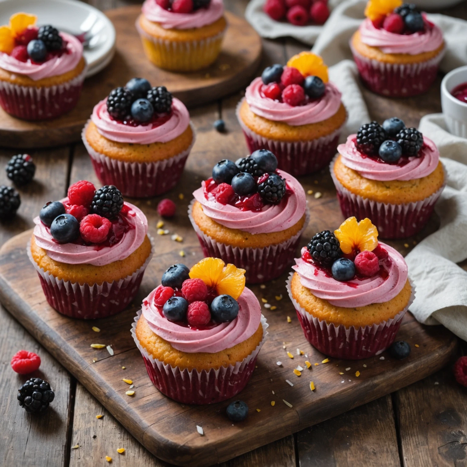 Summer Berry Hibiscus Cupcakes with Light Citrus Glaze