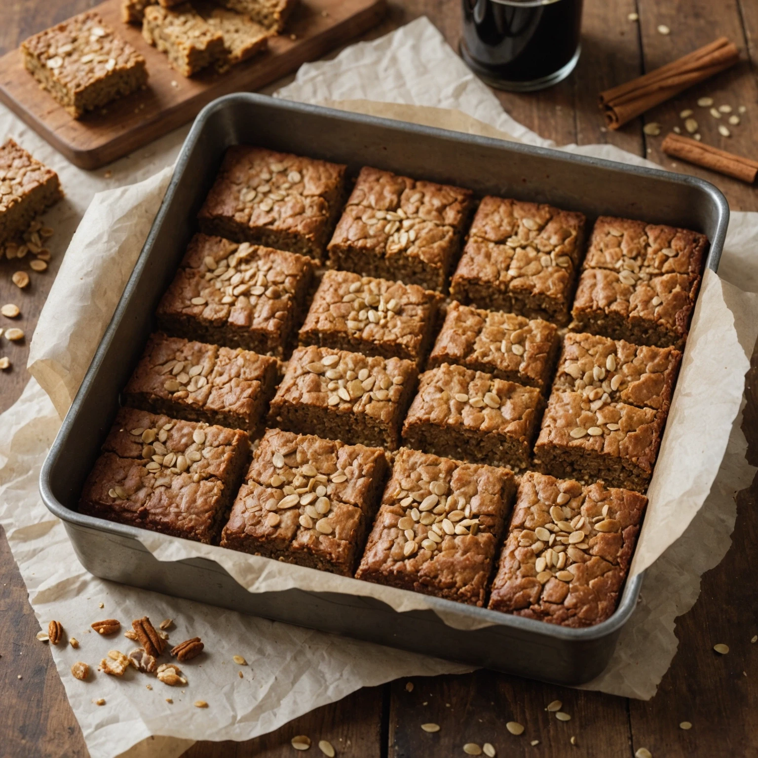 Classic British Parkin Biscuit Bars with Molasses and Ginger