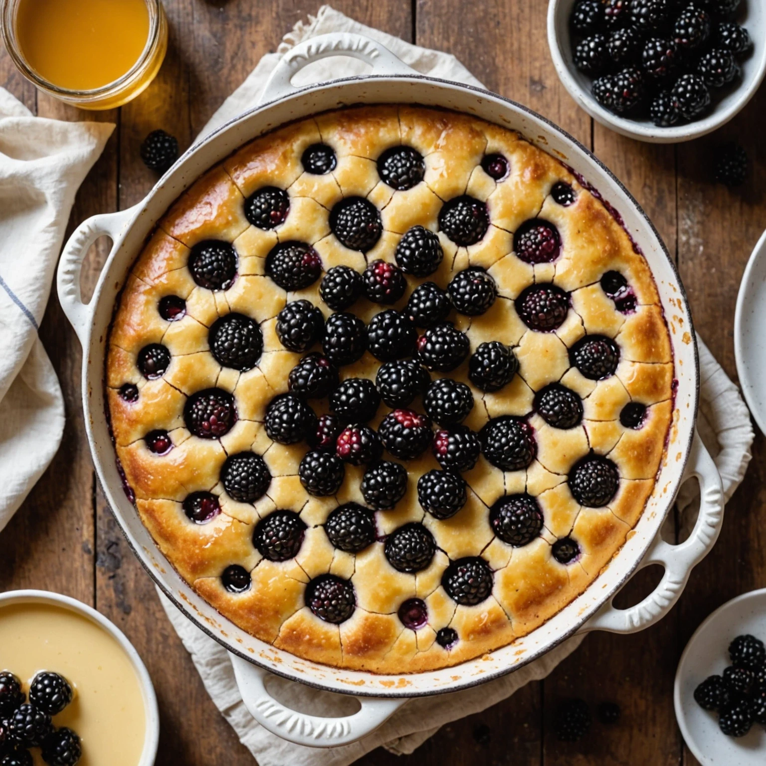 Low-Fat Honey Blackberry Breakfast Clafoutis
