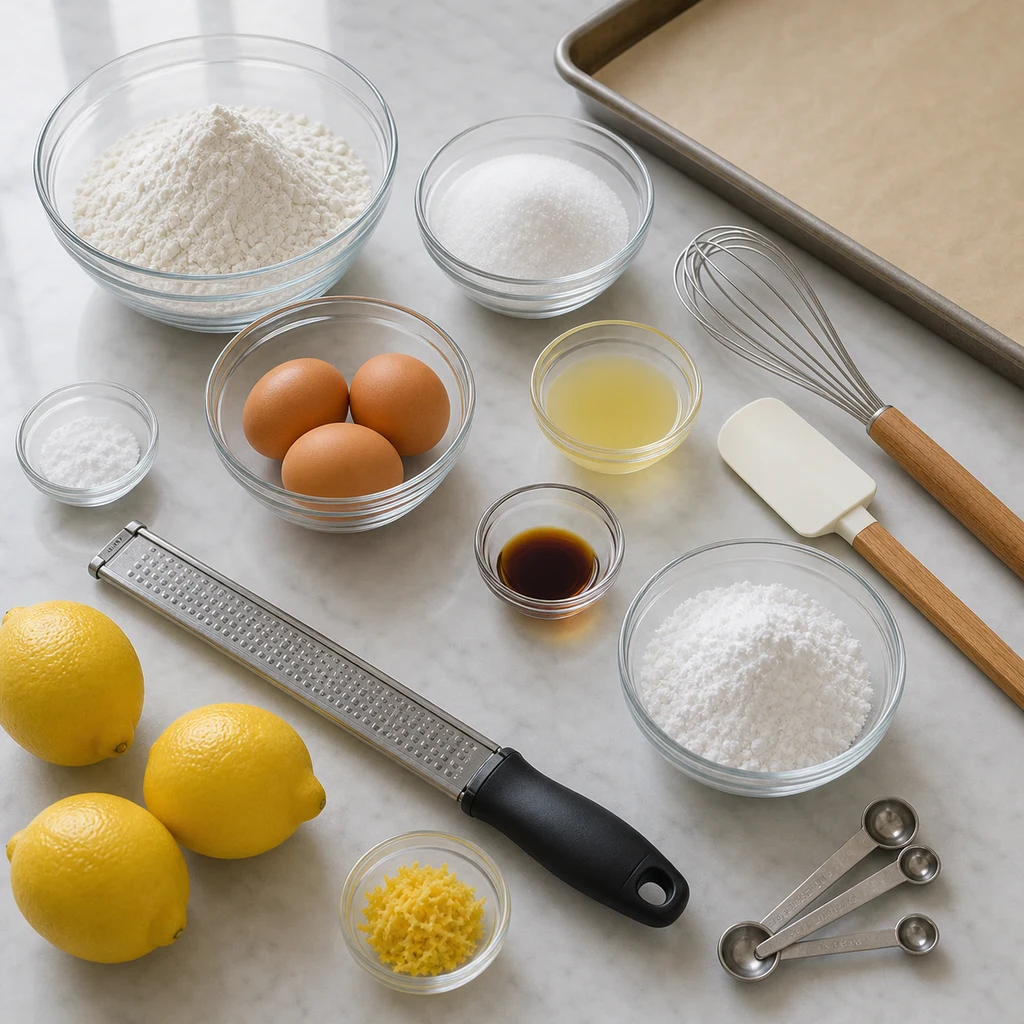 ingredients image for BeginnerBakes Classic Italian Lemon Biscotti with Zesty Lemon Glaze