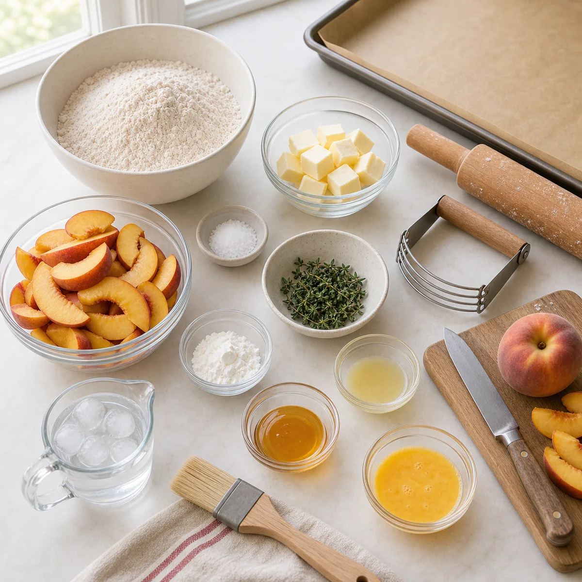 Easy Rustic Peach and Thyme Breakfast Galette with Honey Drizzle